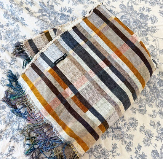 Wallace & Sewell Blanket Made in England Wool Blend Fringe Plaid Wallace & Sewell Blanket Made in England Wool Blend Fringe Plaid