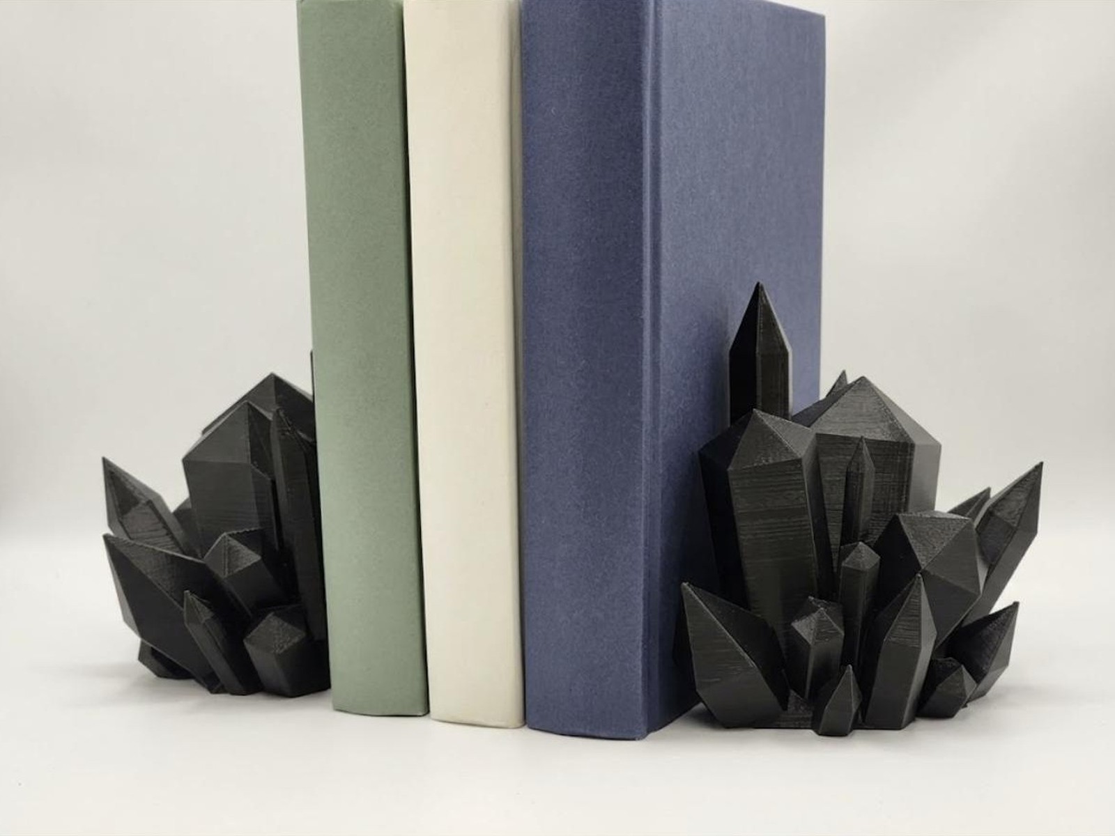 Crystal Bookends Set of 2 Geometric Crystal Cluster Book Ends Shelf Decor Modern