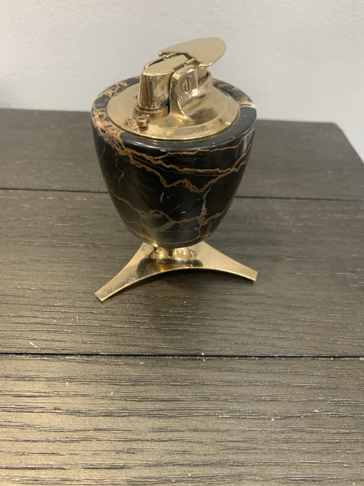 Vintage Ronson Varaflame Valiant Table Lighter Marble Base England Mid-Century