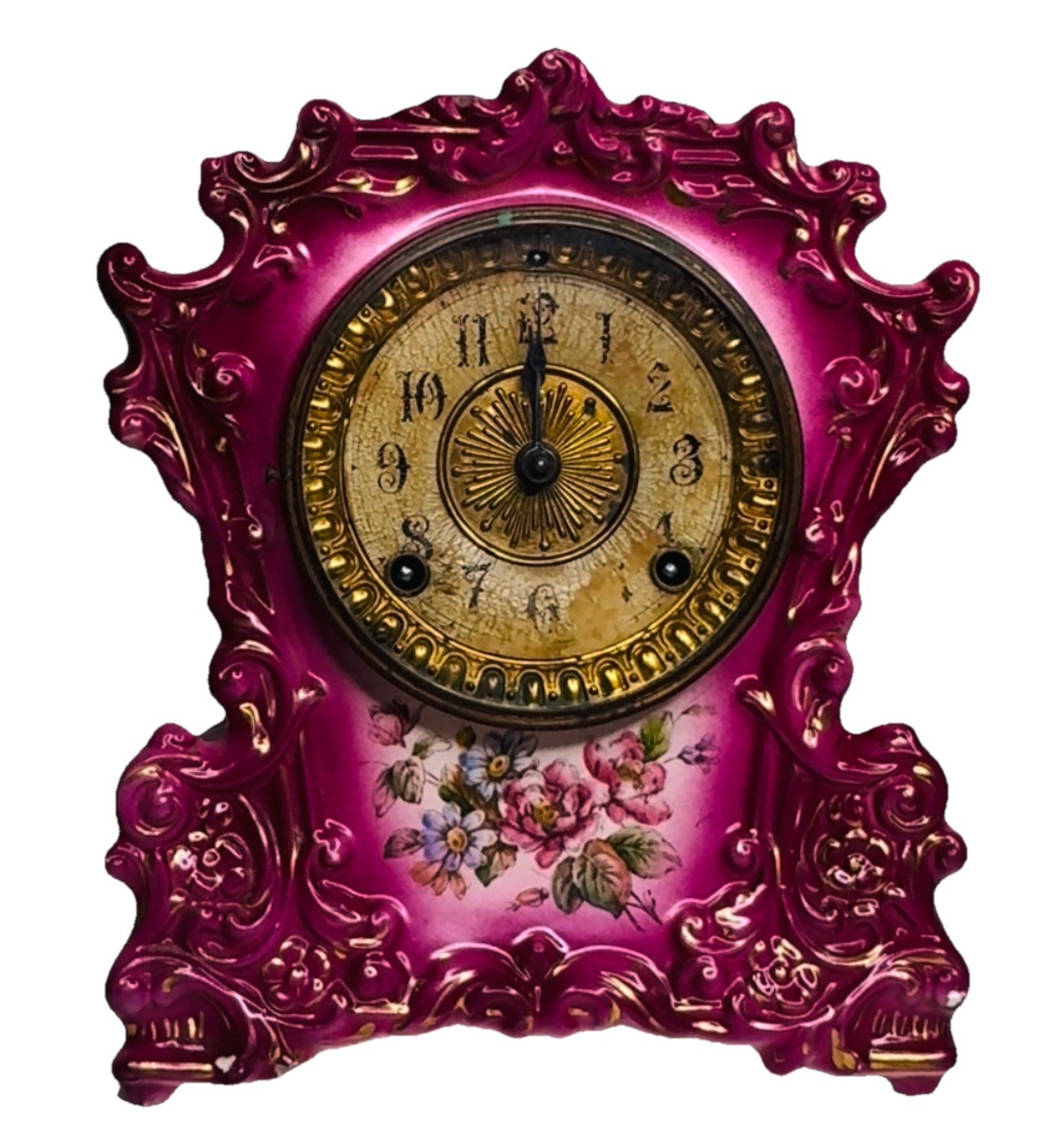 Antique 1800s Ansonia Porcelain Mantle Clock Fully Serviced Key And Pendulum Antique 1800s Ansonia Porcelain Mantle Clock Fully Serviced Key And Pendulum