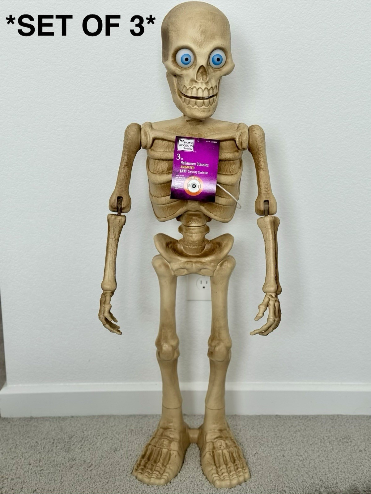 “SET OF 3” 3ft Halloween Classics Animated LED Dancing Skeleton Home Accents “SET OF 3” 3ft Halloween Classics Animated LED Dancing Skeleton Home Accents