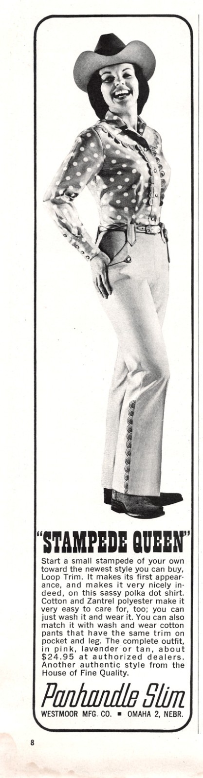 Panhandle Slim Stampede Queen Polka Dot Western Cowgirl Outfit 1964 Mag Print Ad Panhandle Slim Stampede Queen Polka Dot Western Cowgirl Outfit 1964 Mag Print Ad