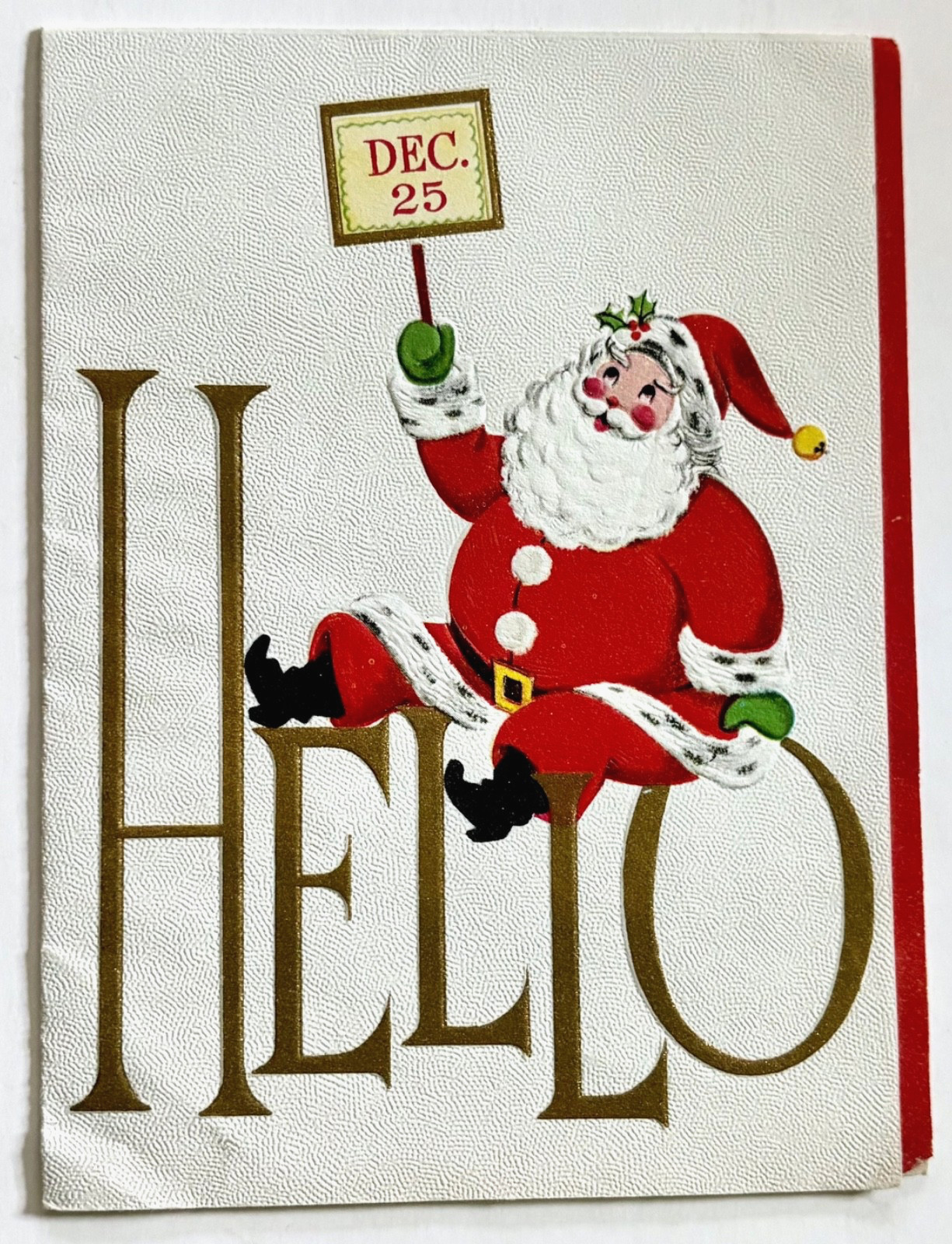 Vintage 1950\'s Sweet Santa HELLO Christmas Greeting Card Vintage 1950\'s Sweet Santa HELLO Christmas Greeting Card