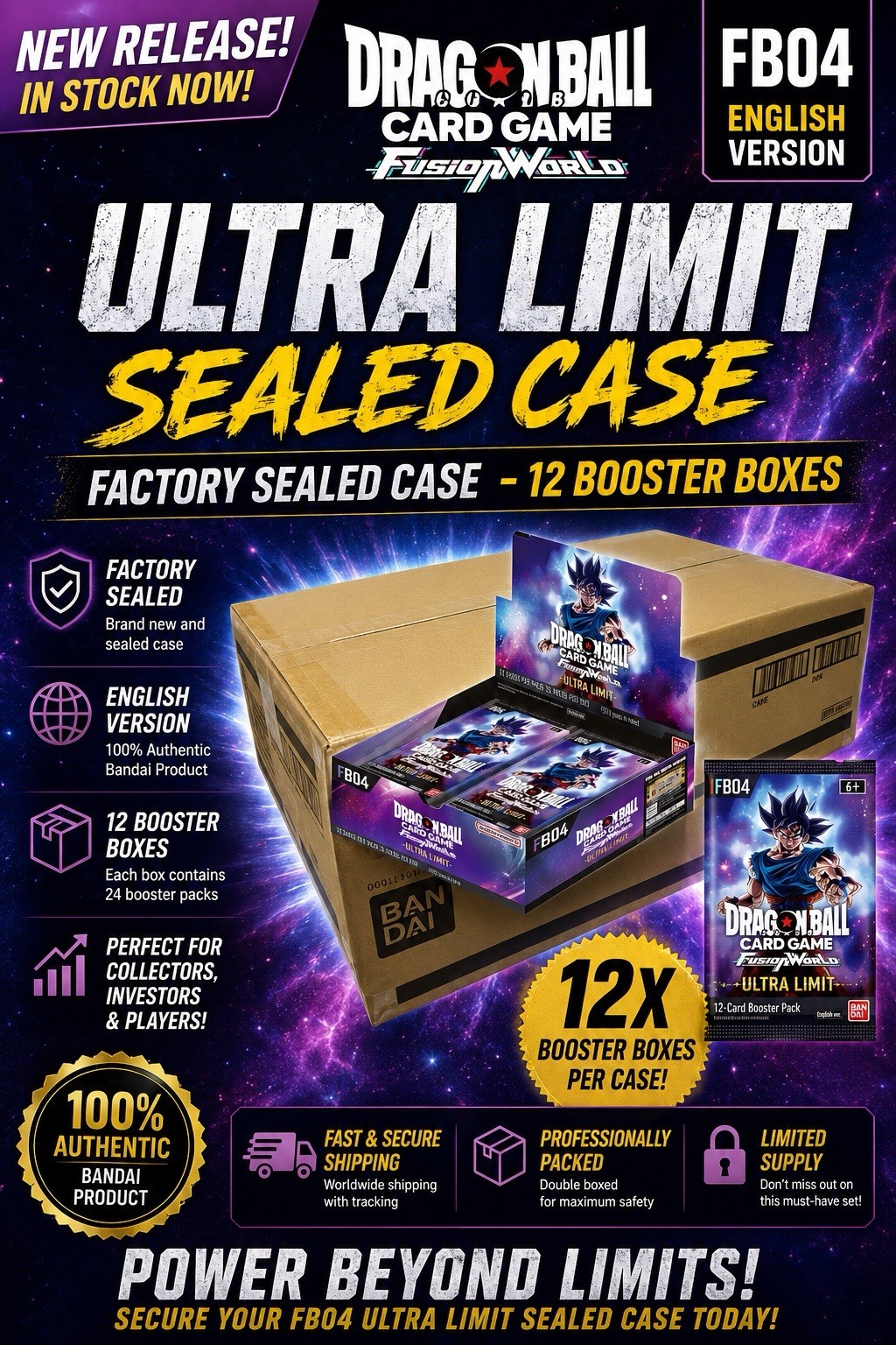 DRAGON BALL TCG CASE 12x Box FUSION WORLD Ultra Limit FB04 FB-04 - English