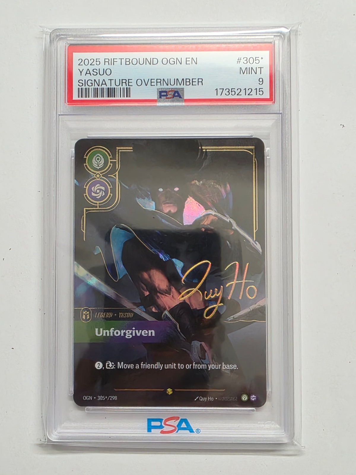 2025 RIFTBOUND OGN EN LEAGUE OF LEGENDS  SIGNATURE #305*  YASUO PSA9