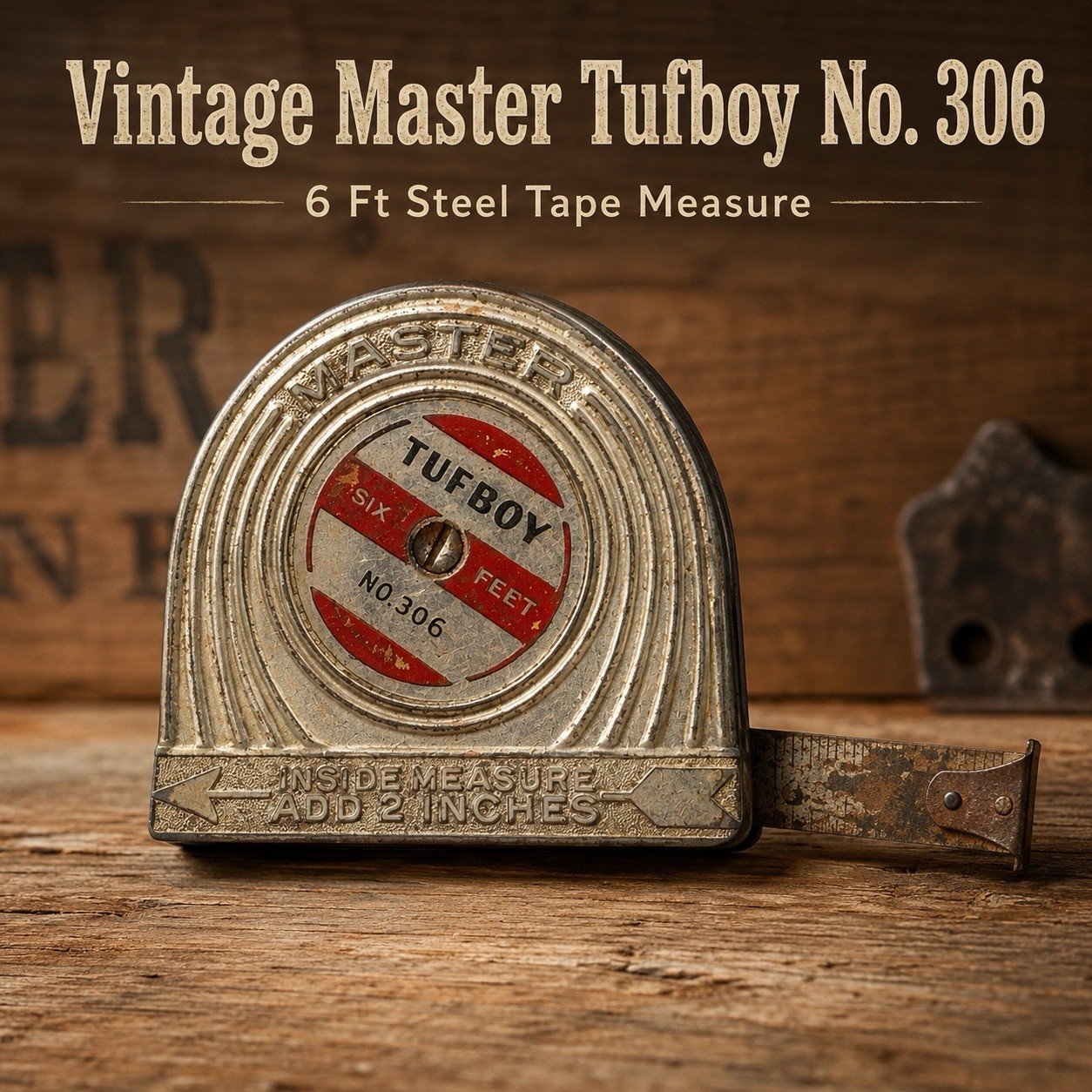 Vintage 1930s Master Tufboy No 306 6 Ft Steel Tape Measure Art Deco USA