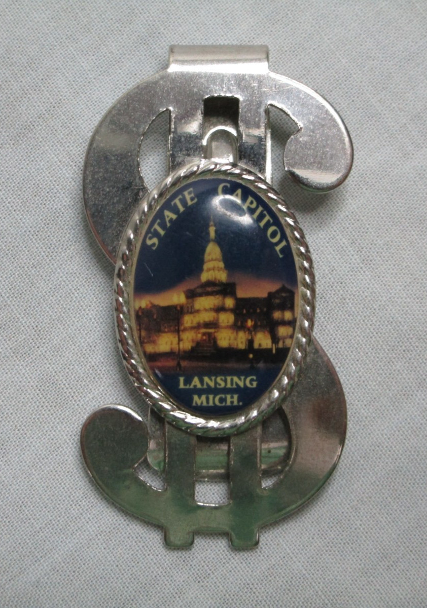 VINTAGE MONEY CLIP SOUVENIR LANSING, MICHIGAN STATE CAPITOL VINTAGE MONEY CLIP SOUVENIR LANSING, MICHIGAN STATE CAPITOL