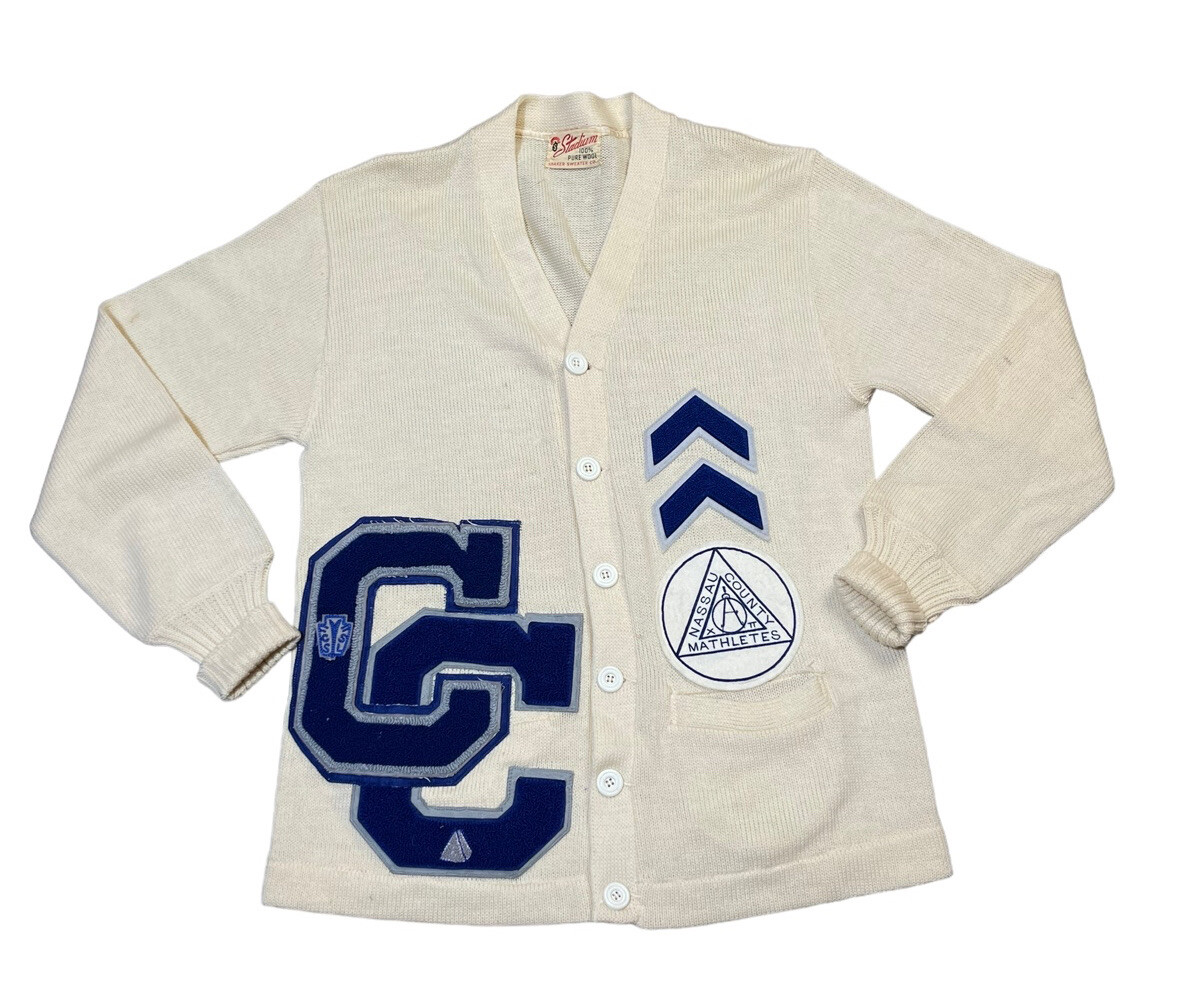 Vintage 1960s Stadium Shaker Wool Varsity Cardigan Ivory Men S Women M 20”x27” Vintage 1960s Stadium Shaker Wool Varsity Cardigan Ivory Men S Women M 20”x27”