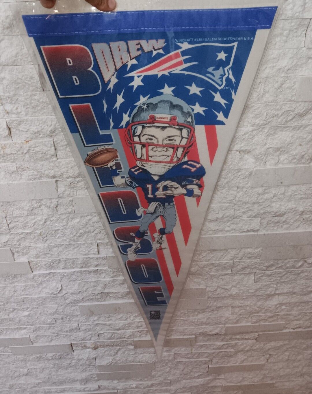 NFL New England Patriots #11 Drew Bledsoe Team Logo Photo Pennant New NOS
