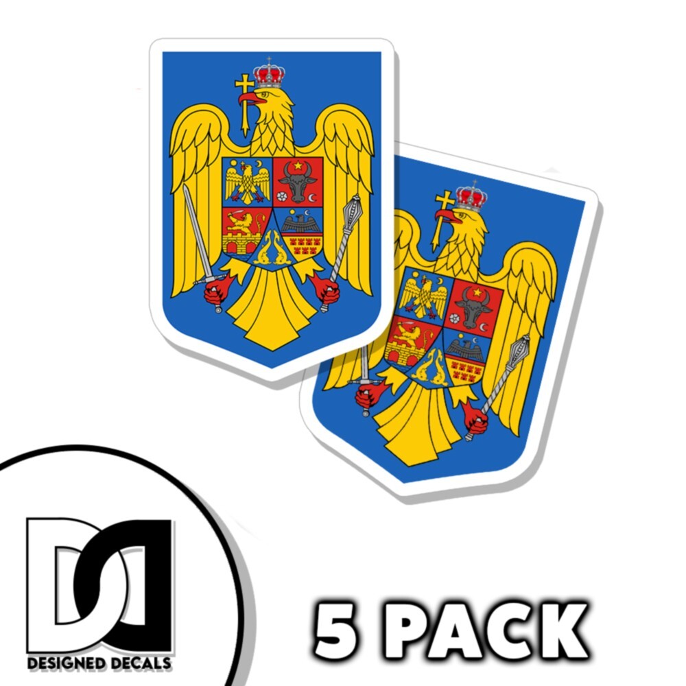 Romania Coat of Arms Sticker Self Adhesive 3 inch Romanian flag Decals 5pk Romania Coat of Arms Sticker Self Adhesive 3 inch Romanian flag Decals 5pk