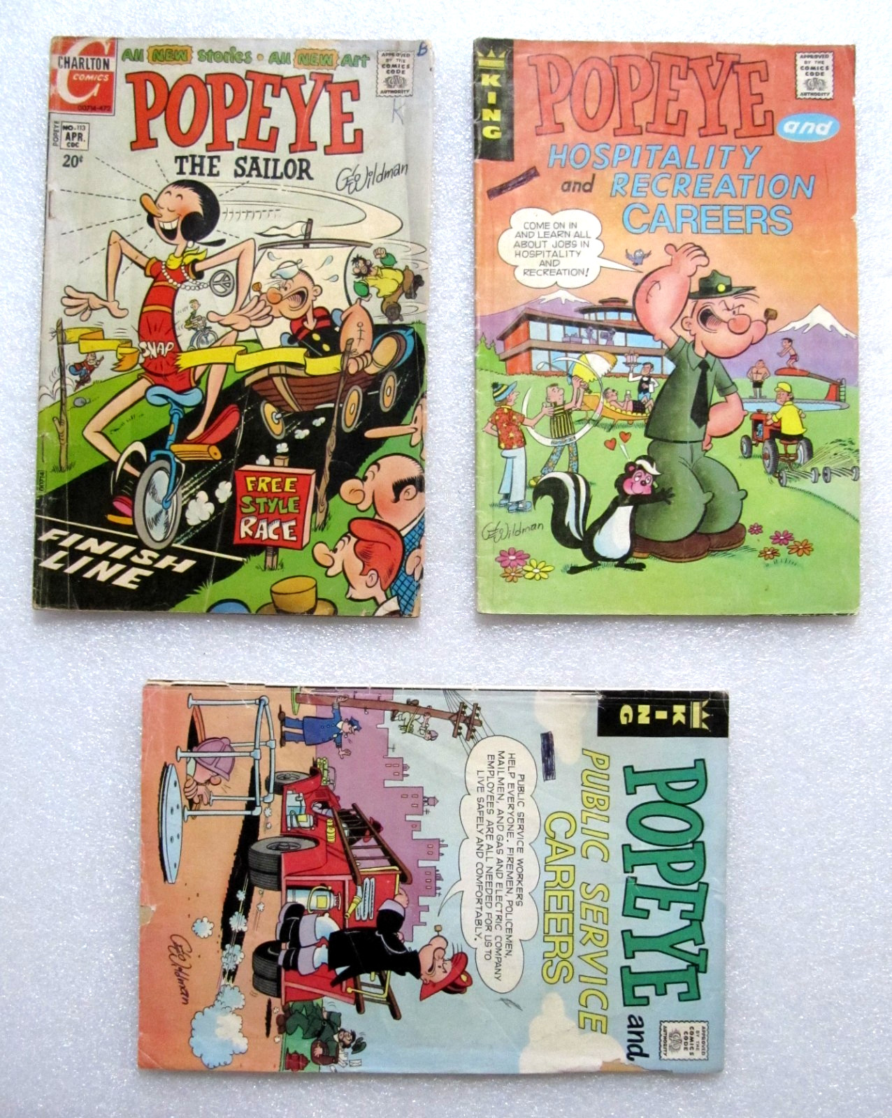 Lot Of 3- Popeye #113 Charlton & King Features E-8 & E-11 1972 bronze age comics