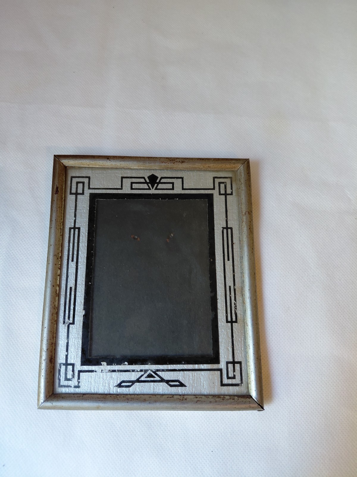 Vtg Reverse Painted Art Deco Picture Frame Silver Black Chrome 6 x 4 Vtg Reverse Painted Art Deco Picture Frame Silver Black Chrome 6 x 4