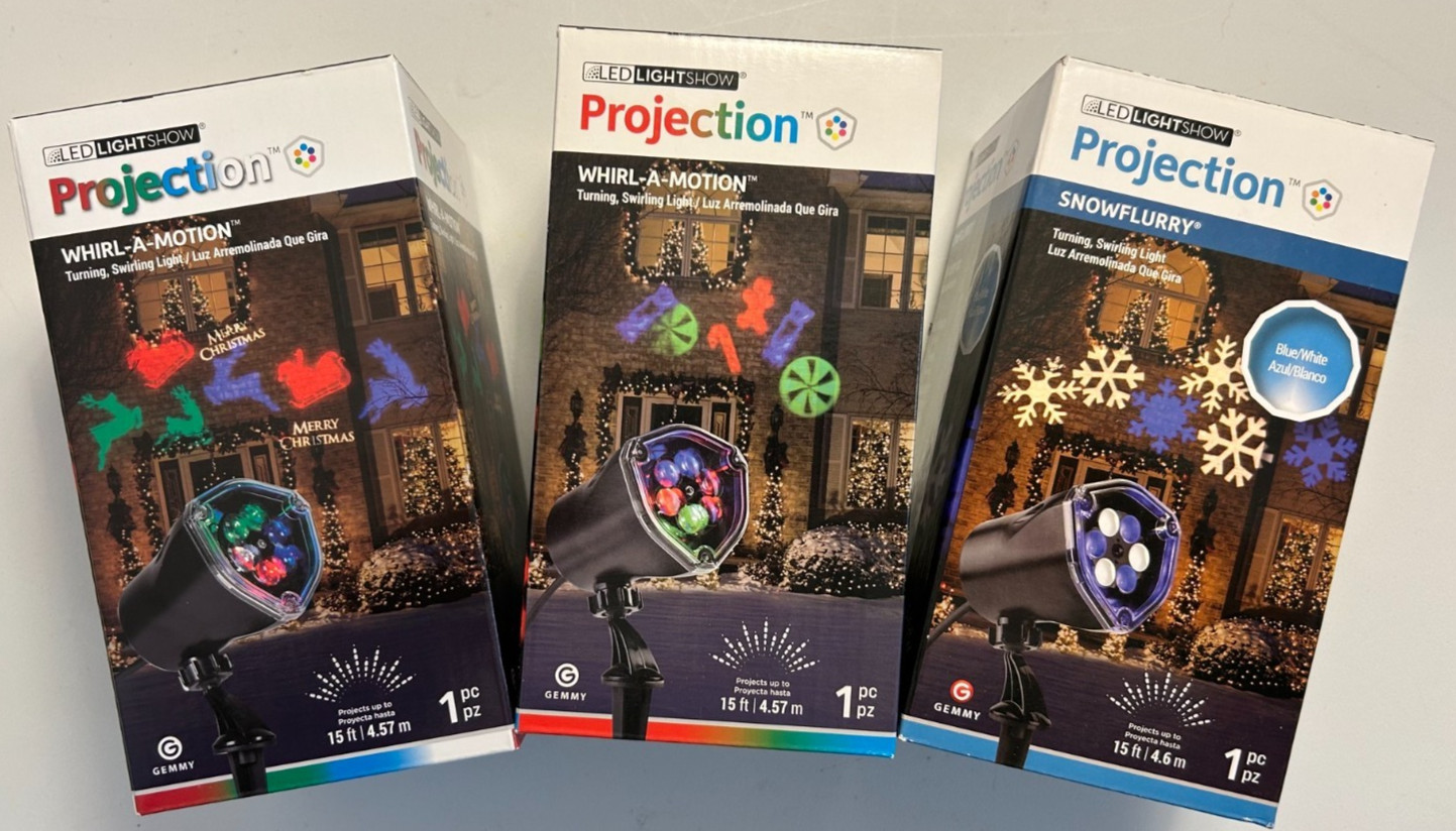 Lot of 3 Gemmy LED Light Show Christmas Projectors Whirl-A-Motion & Snowflurry Lot of 3 Gemmy LED Light Show Christmas Projectors Whirl-A-Motion & Snowflurry