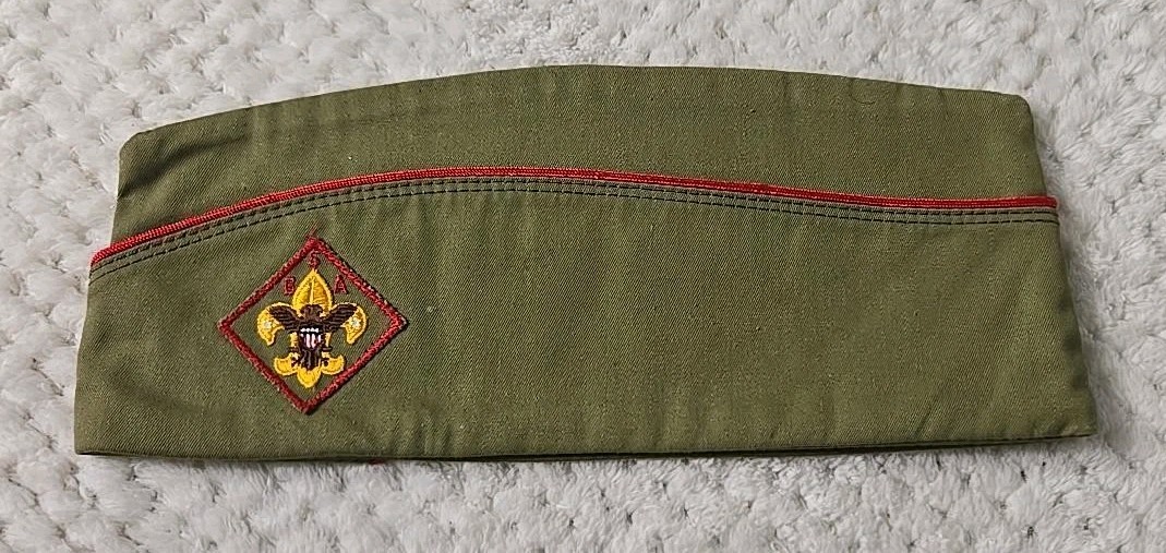 Vintage Boy Scouts of America BSA Garrison Cap Olive Green Large 7-7 1/8 Vintage Boy Scouts of America BSA Garrison Cap Olive Green Large 7-7 1/8