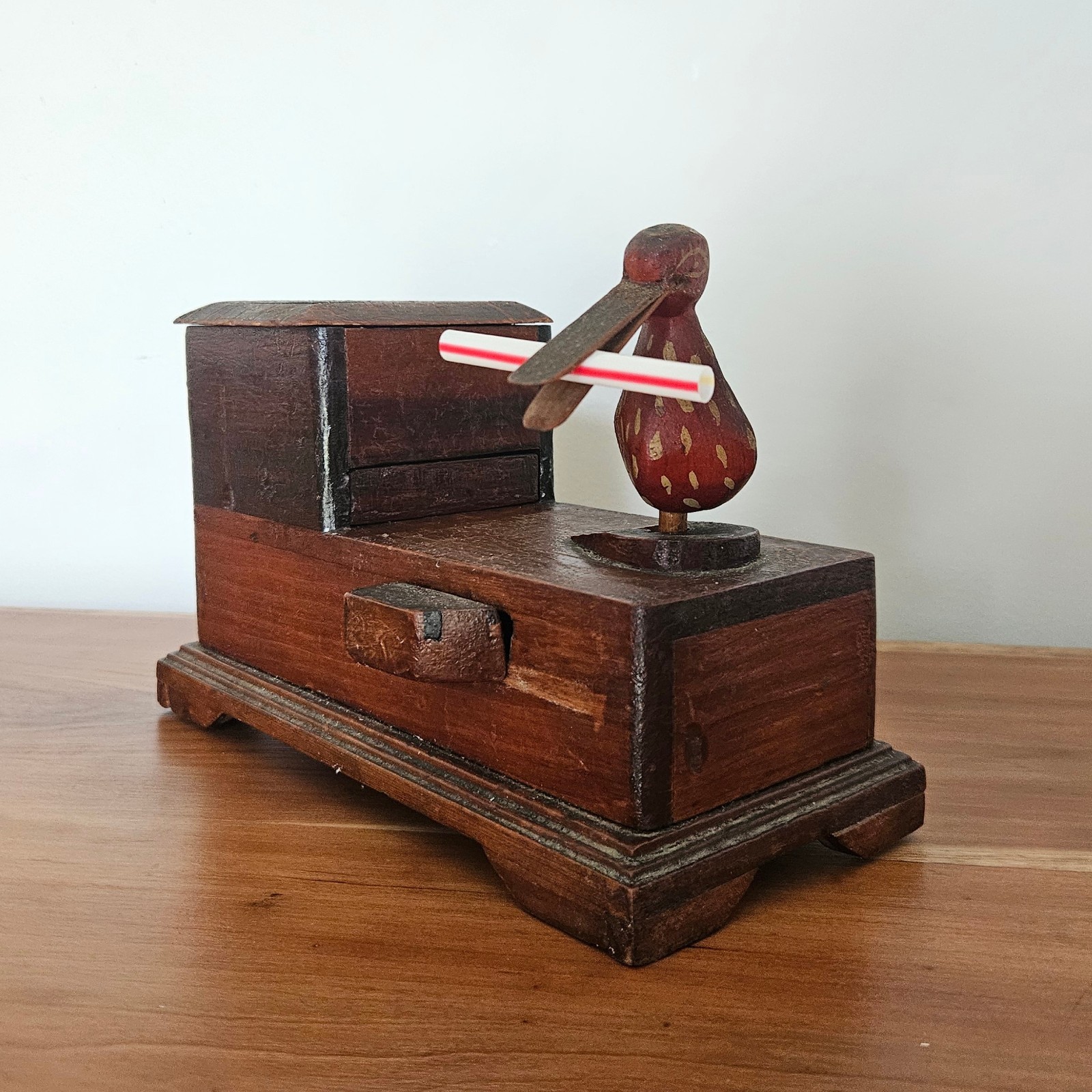 RARE Vintage Handmade Folk Art/ TRAMP ART Mechanical Cigarette Dispenser RARE Vintage Handmade Folk Art/ TRAMP ART Mechanical Cigarette Dispenser