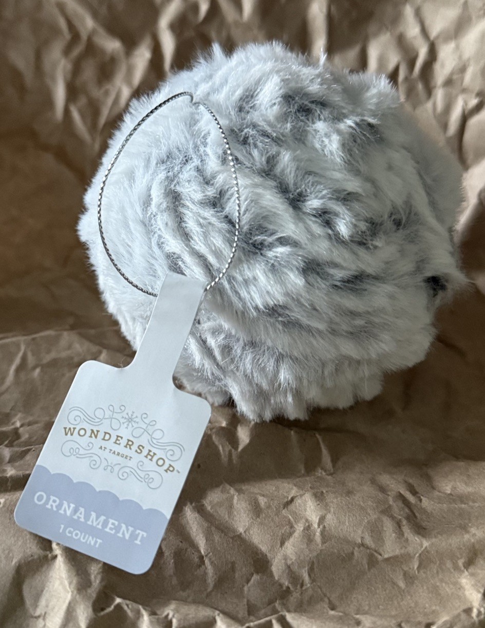 Christmas Gray Furry Ball Ornament - Wondershop Christmas Gray Furry Ball Ornament - Wondershop
