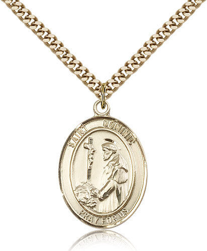 Saint Dominic De Guzman Medal For Men - Gold Filled Necklace On 24 Chain - 3...
