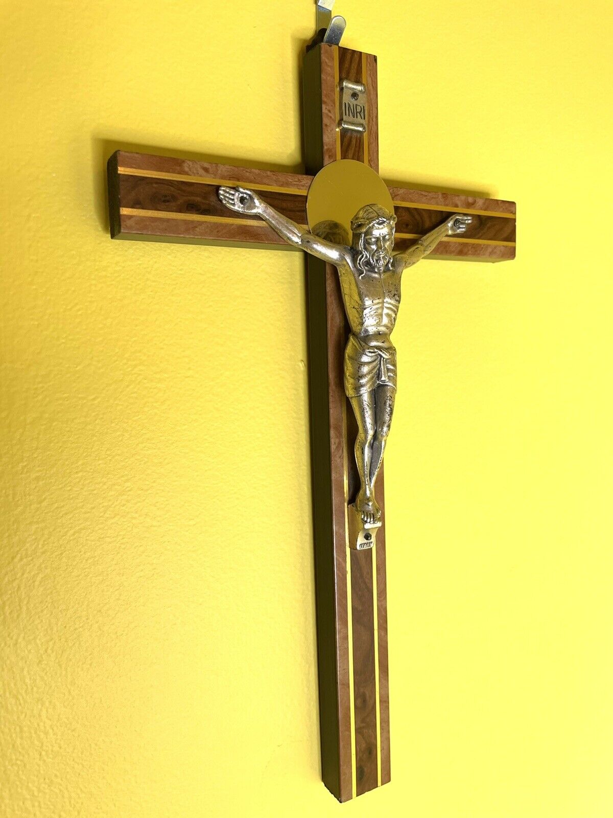Vintage Wood & Metal 10” Crucifix MADE IN ITALY