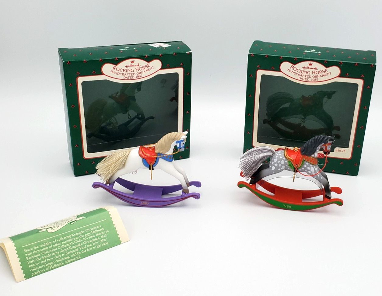 Set of 2 Hallmark Dated Ornaments Rocking Horse Collectors Series 1987 & 1988 Set of 2 Hallmark Dated Ornaments Rocking Horse Collectors Series 1987 & 1988