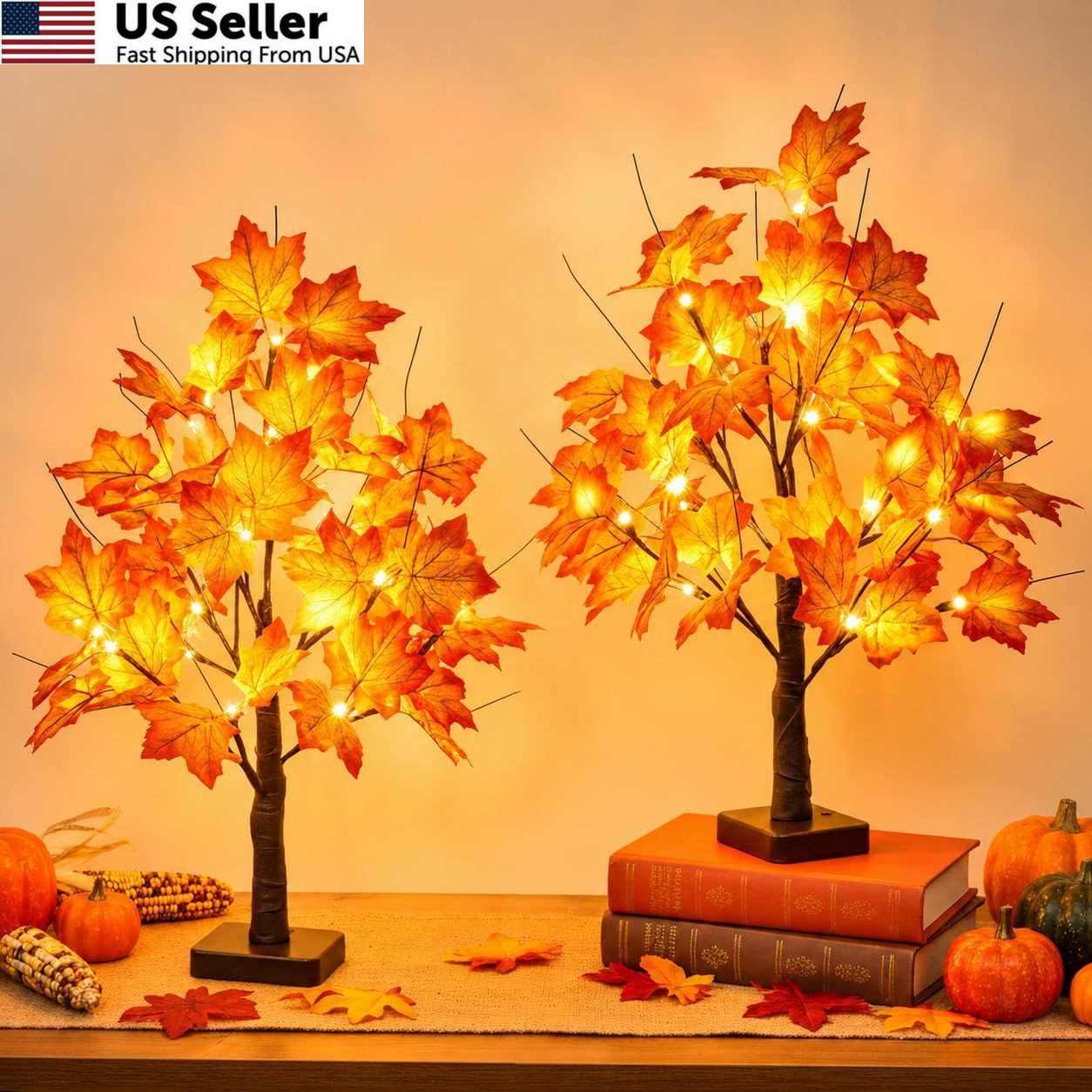 EAMBRITE Fall Decorations for Home Maple Tree Decor Orangex2 EAMBRITE Fall Decorations for Home Maple Tree Decor Orangex2