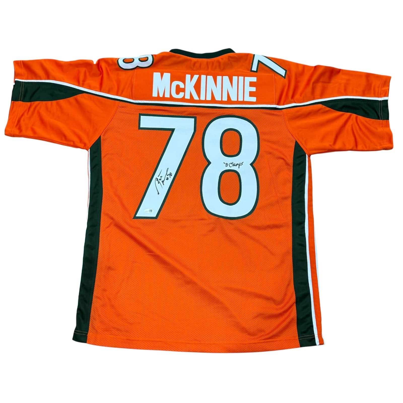 Bryant McKinnie Autographed Miami (Orange #78) Custom Stitched Jersey w/ Bryant McKinnie Autographed Miami (Orange #78) Custom Stitched Jersey w/
