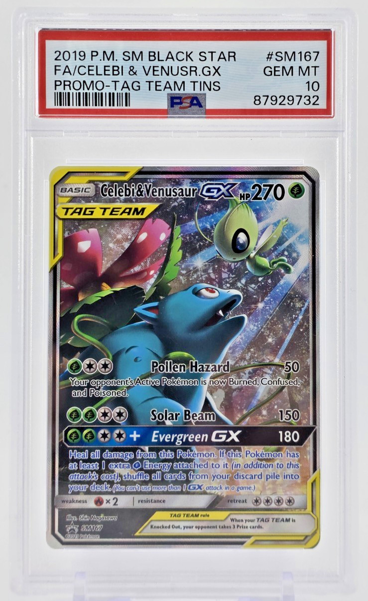 PSA 10 2019 CELEBI & VENUSAUR GX POKEMON HOLO BLACK STAR PROMO TAG TEAM SM SM167 PSA 10 2019 CELEBI & VENUSAUR GX POKEMON HOLO BLACK STAR PROMO TAG TEAM SM SM167