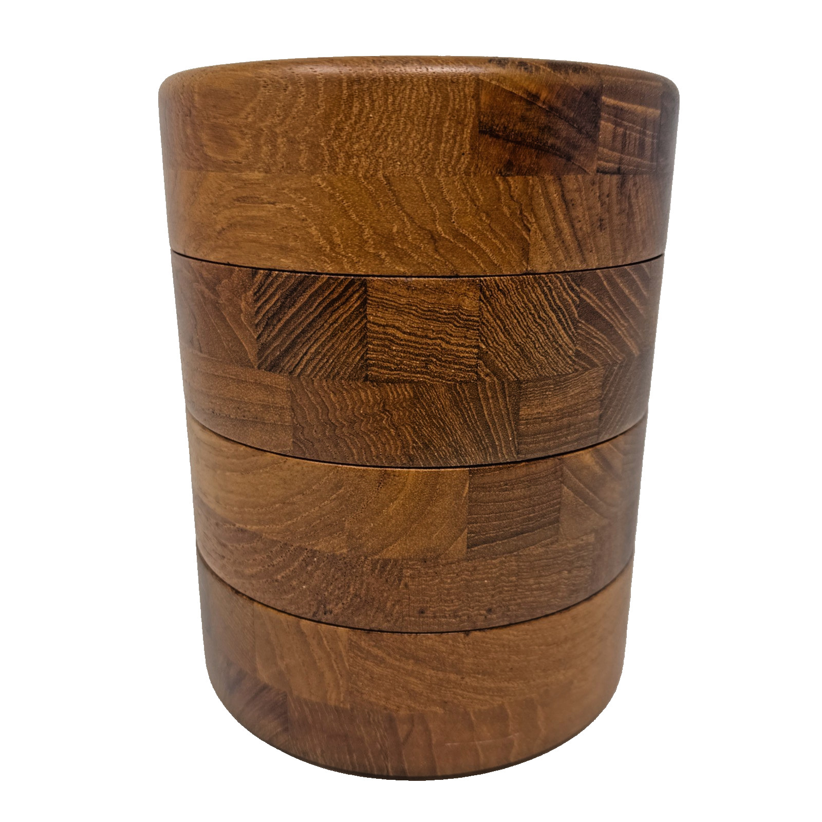 Vintage MCM Danish Modern Staved Teak Stacking Bowls Set of 4 Denmark Canister