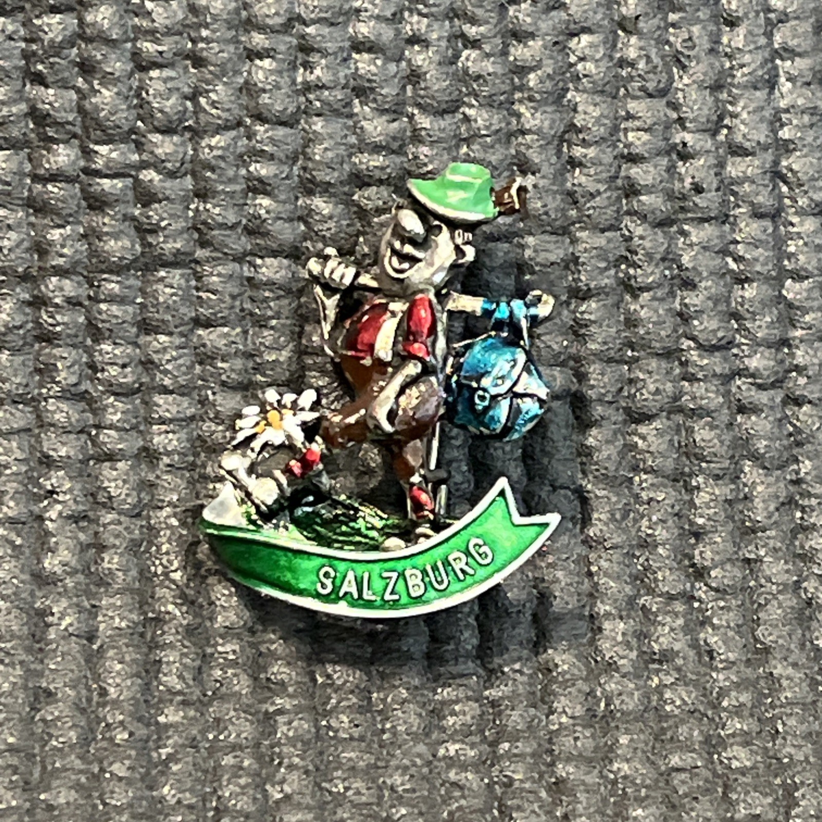 Vtg Salzburg Germany Alpine Hiker Tyrolean Trachten Hat Lapel Hat Pin P7878 Vtg Salzburg Germany Alpine Hiker Tyrolean Trachten Hat Lapel Hat Pin P7878