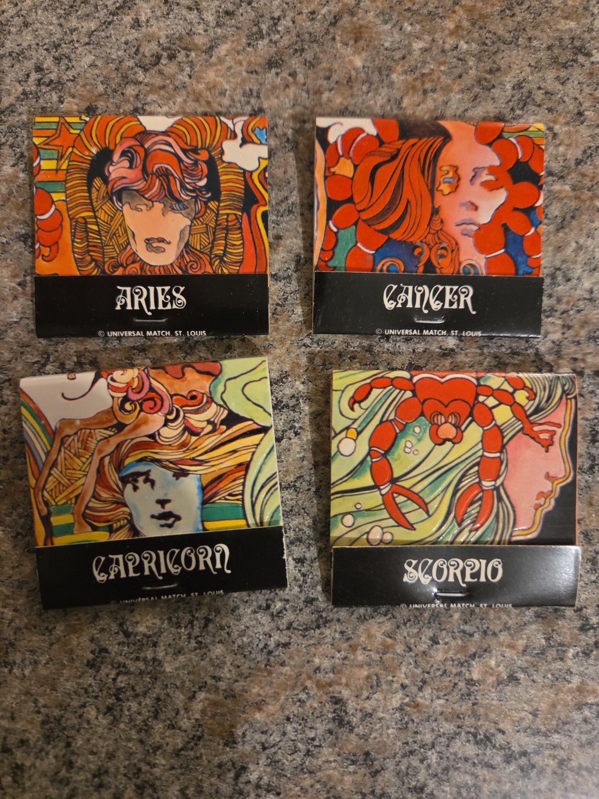 Vintage 1970s Matchbooks Lot Of 4 Astrology Sign-Universal Match Co. New Vintage 1970s Matchbooks Lot Of 4 Astrology Sign-Universal Match Co. New