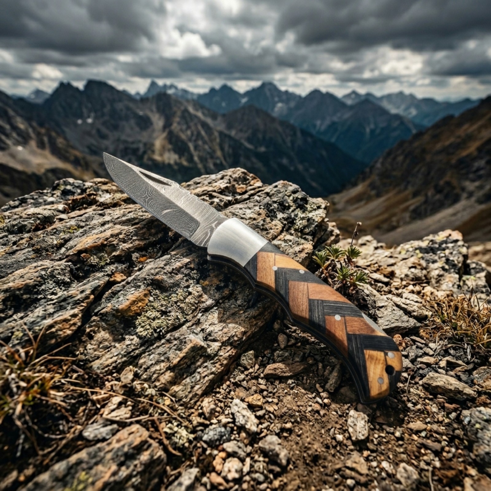 Handmade  Folding Pocket Knife, EDC Hunting Knife, Outdoor Collectible
