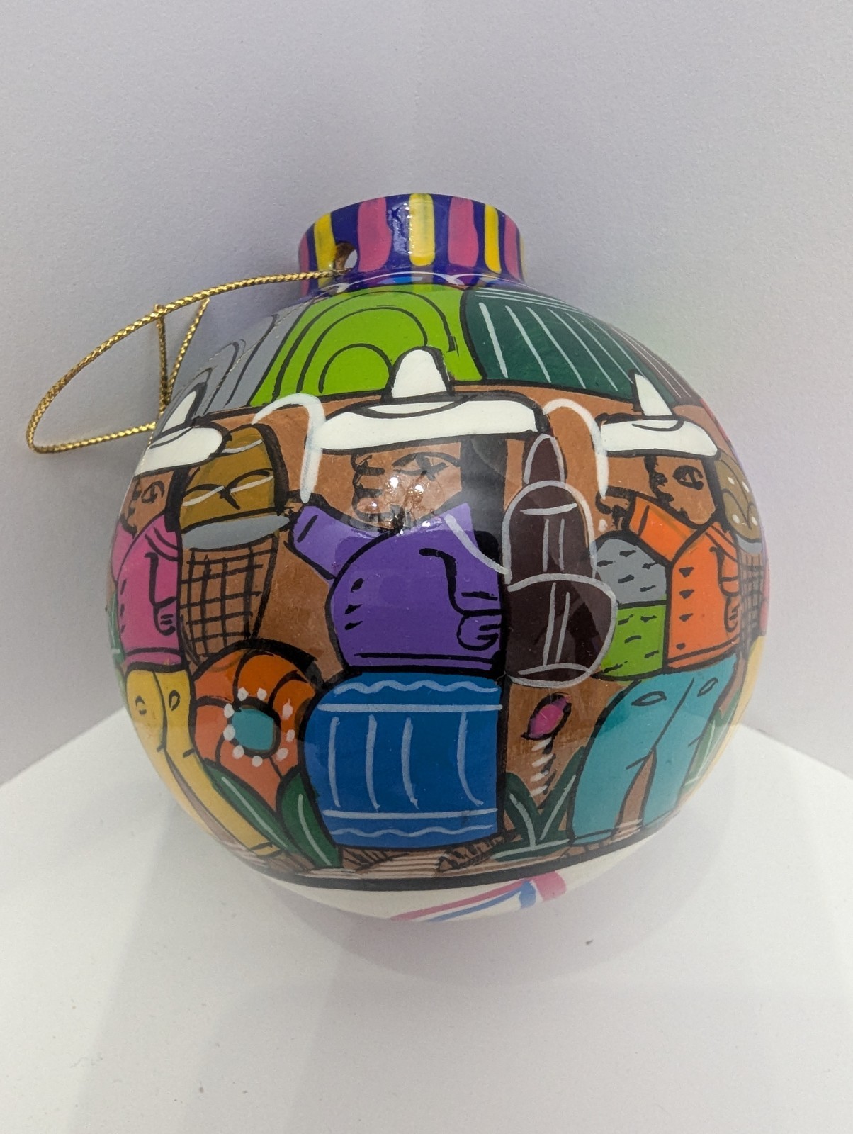 Vintage Hand Painted Mexican Clay Ornament Signed Xitidoro Mex Folk Art Village Vintage Hand Painted Mexican Clay Ornament Signed Xitidoro Mex Folk Art Village