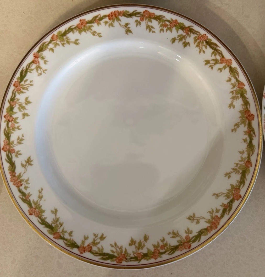 Haviland Limoges France Floral Garland Salad Plates 9.25” Gold Trim Set of 4 Haviland Limoges France Floral Garland Salad Plates 9.25” Gold Trim Set of 4