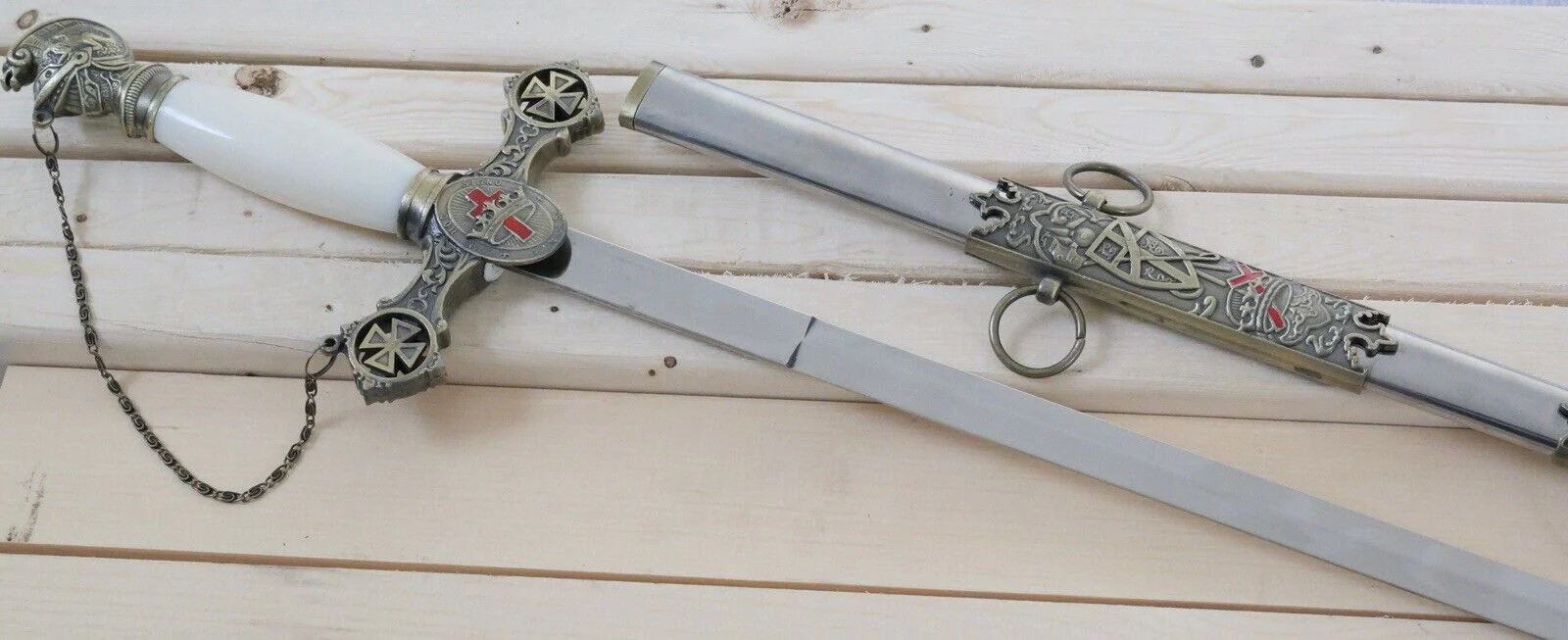 37” Knights Of Templar Crusader Sword Steel Scabbard Ornate Medieval Sharp 37” Knights Of Templar Crusader Sword Steel Scabbard Ornate Medieval Sharp