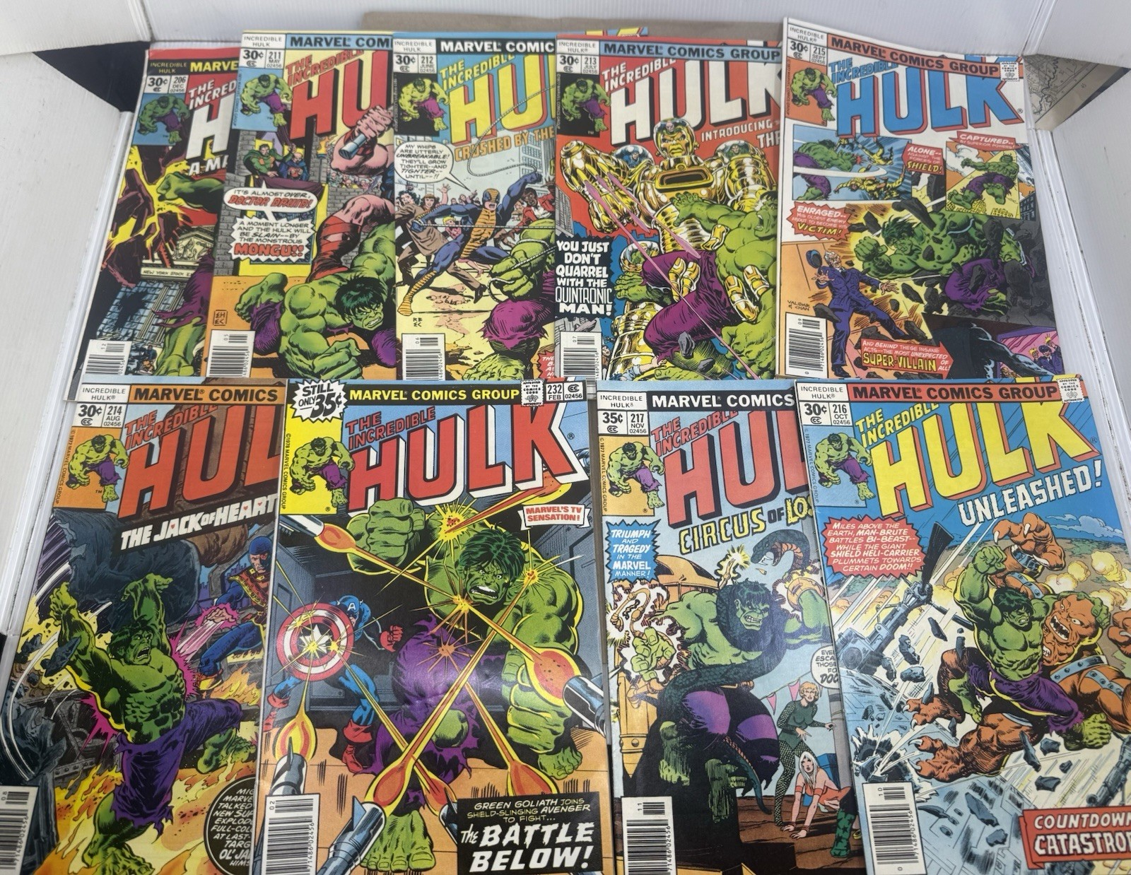 9 Vintage bronze age Marvel the Incredible Hulk Comics206-232 high-grades read 9 Vintage bronze age Marvel the Incredible Hulk Comics206-232 high-grades read