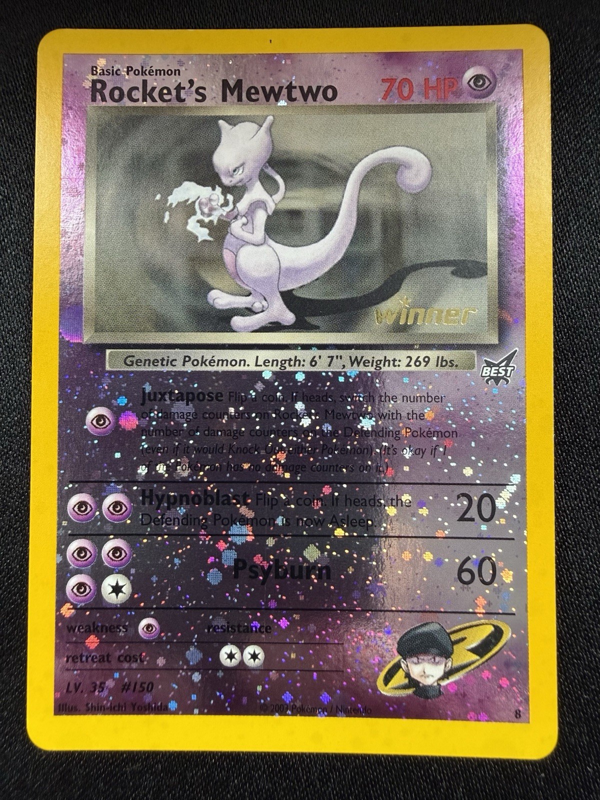 ROCKET\'S MEWTWO - WINNER Stamped HOLO #8 Promo Pokemon Card WOTC NM
