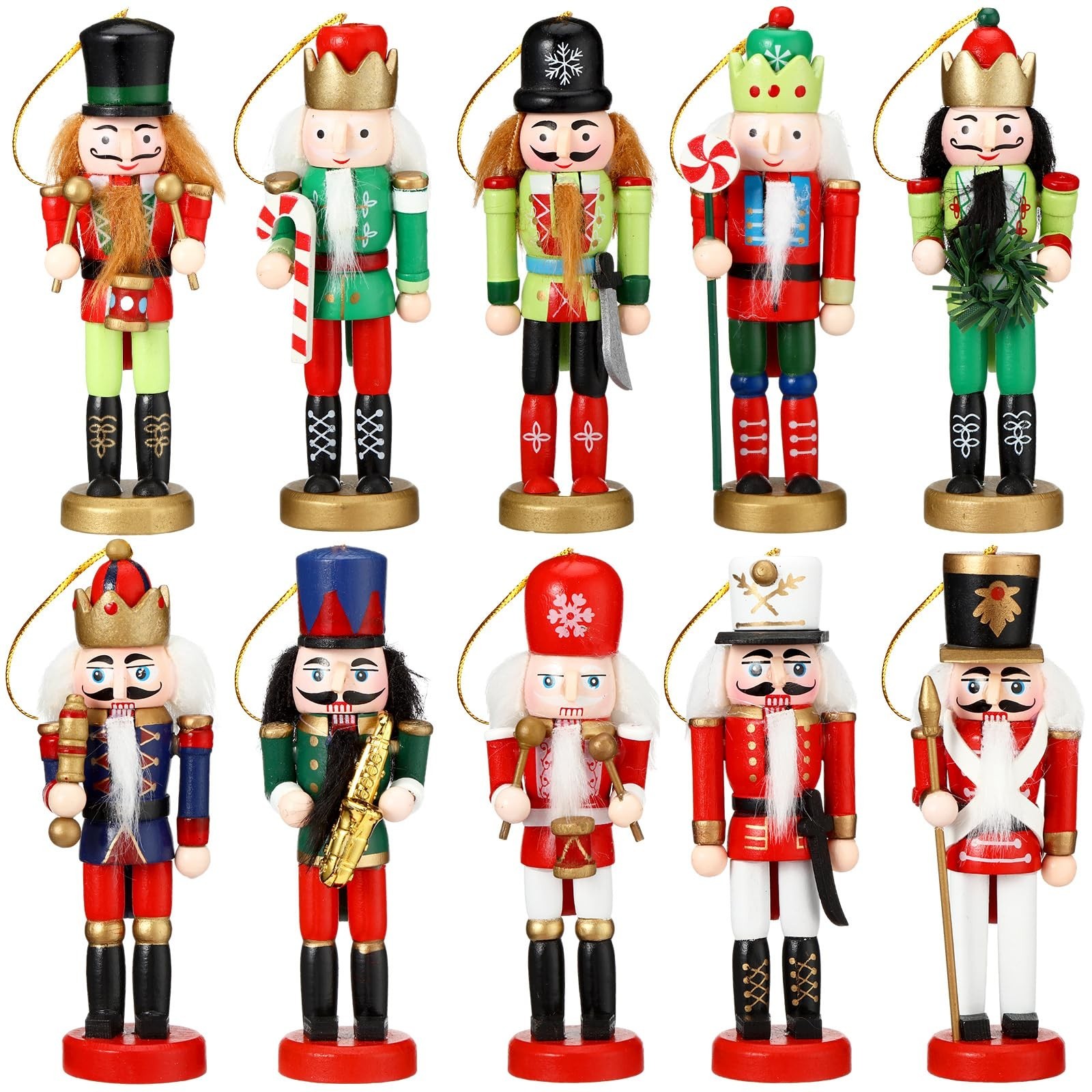 10 Pcs Christmas Nutcracker Ornaments Set, Festive Holiday Decor, Fresh Style 10 Pcs Christmas Nutcracker Ornaments Set, Festive Holiday Decor, Fresh Style