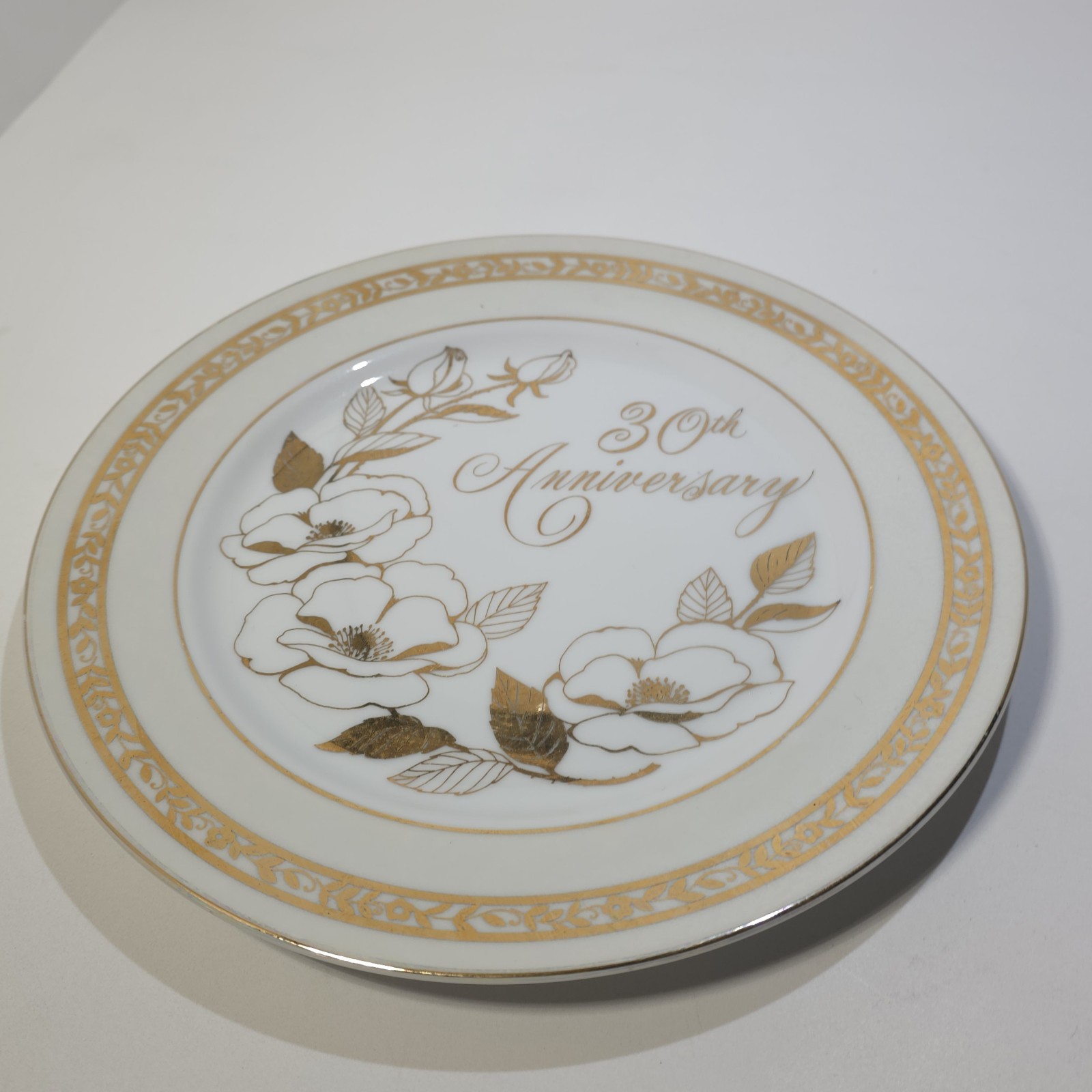 Vintage 50th Anniversary Decorative Collector Plate 10 in Gold Trim Japan Floral