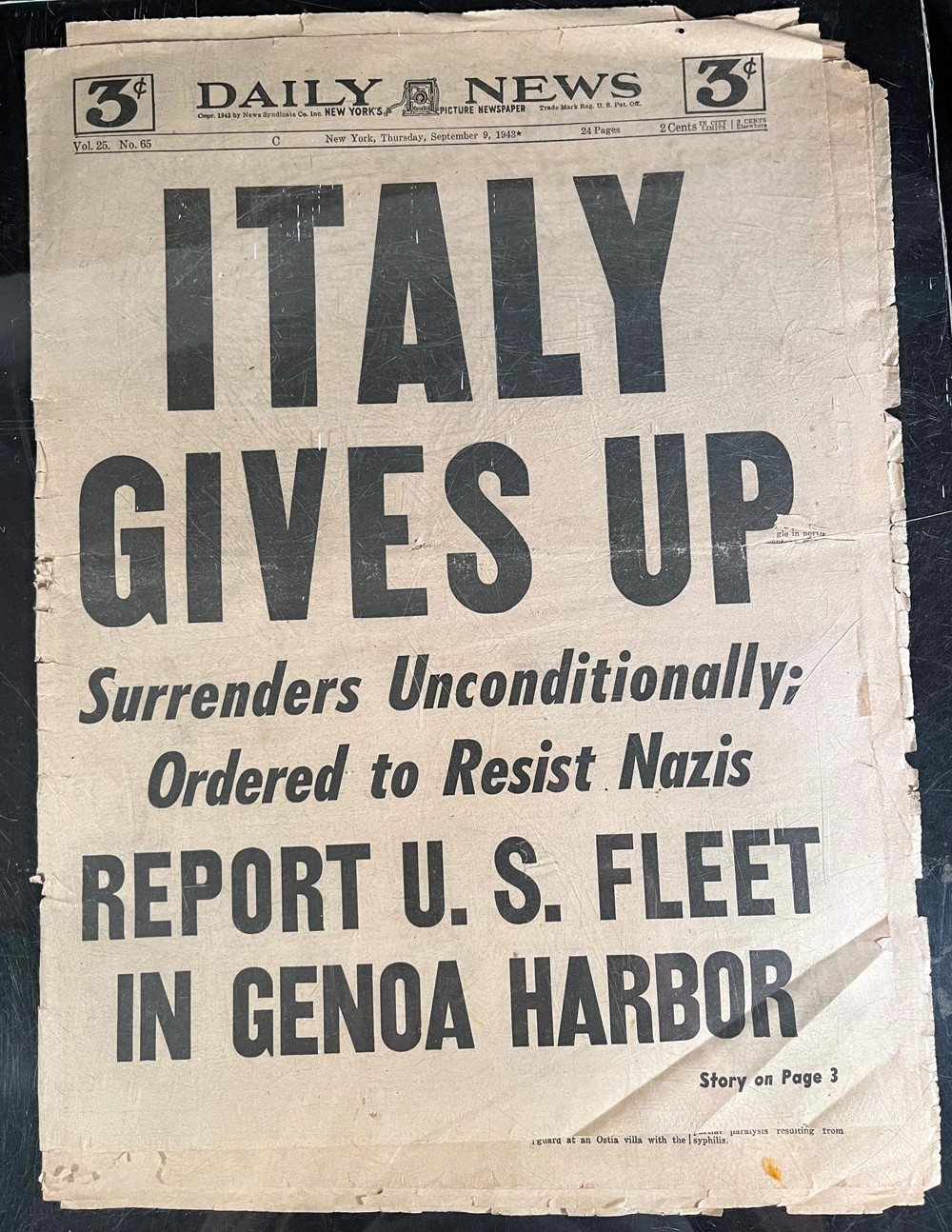 Original Sept 9 1943 NY Daily News Complete Paper Italy Gives Up (WWII) Original Sept 9 1943 NY Daily News Complete Paper Italy Gives Up (WWII)