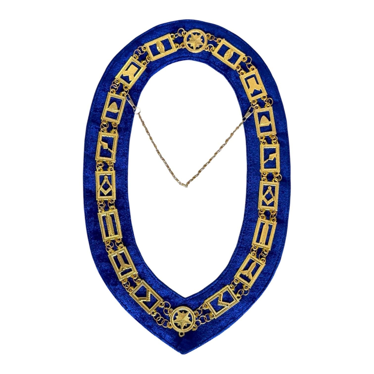 Masonic Regalia Master Mason GOLD/ PLATED Chain Collar BLUE Backing DMR-400GB