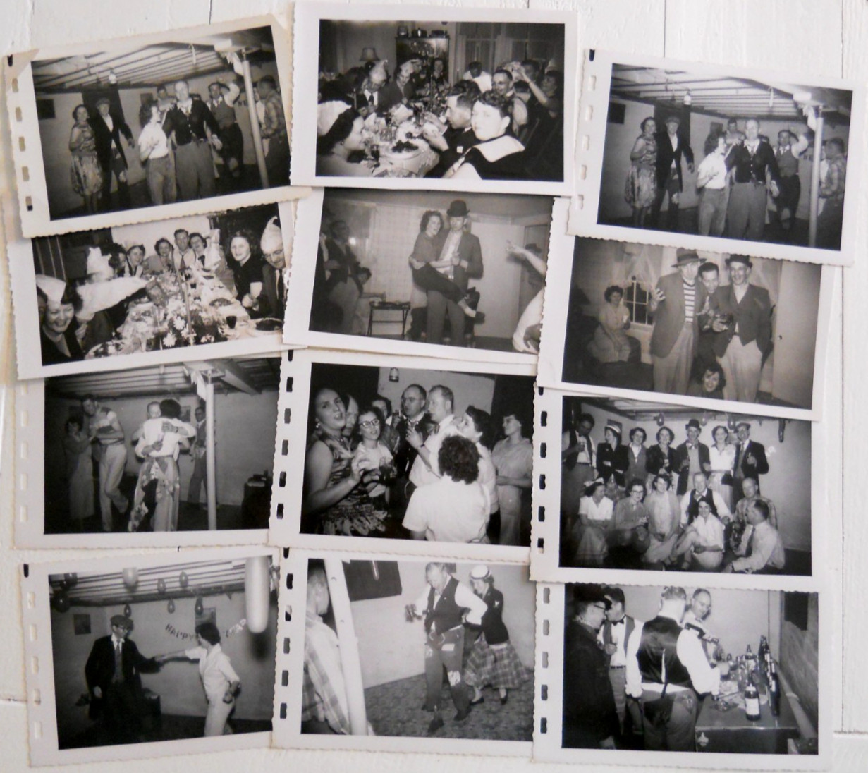 12 Vtg 1949 Photos Maine New Year's Costume Party Basement Couples Bar Dancing