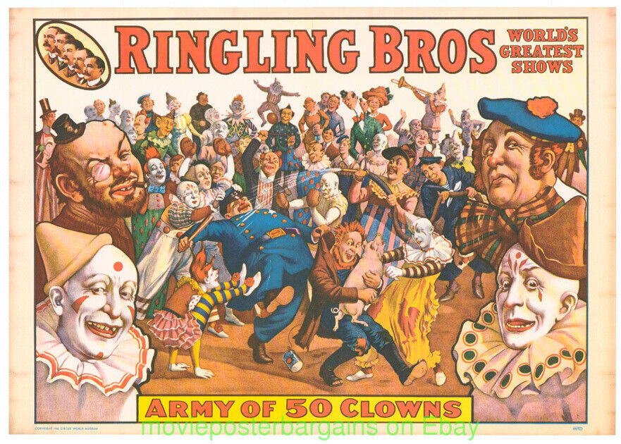 RINGLING BRO.'S CIRCUS POSTER 1960 Original 13 x19 Inch Ultra Low Minimum Bid 