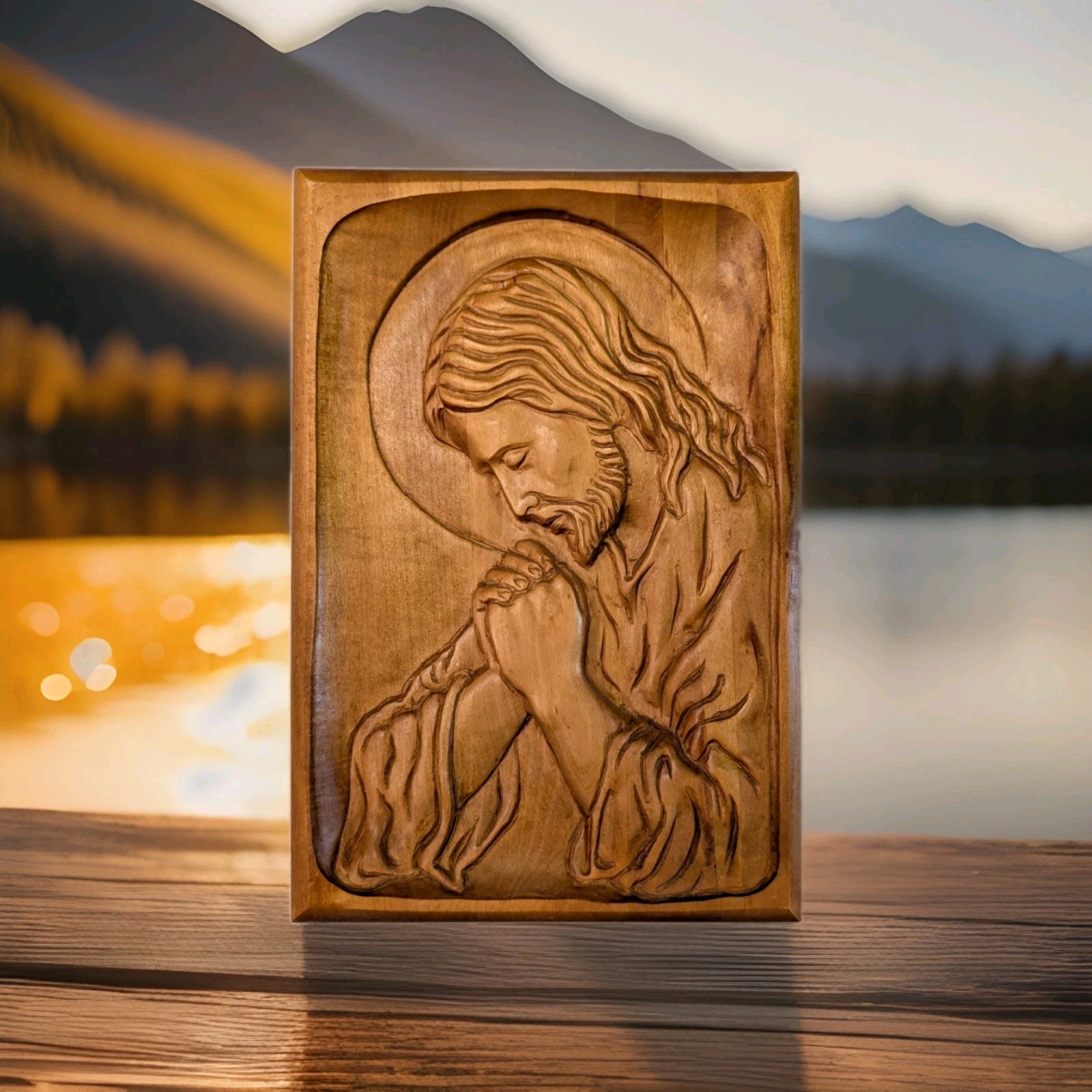 Vintage Hand Carved Wood Jesus Praying Wall Plaque Christian Religious Art Vintage Hand Carved Wood Jesus Praying Wall Plaque Christian Religious Art