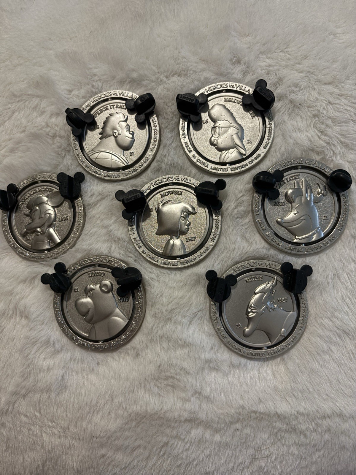 Disney Heroes vs Villains Heads or Tails LE 900 Spinner Pin Lot 7/8 Set 2021 Disney Heroes vs Villains Heads or Tails LE 900 Spinner Pin Lot 7/8 Set 2021