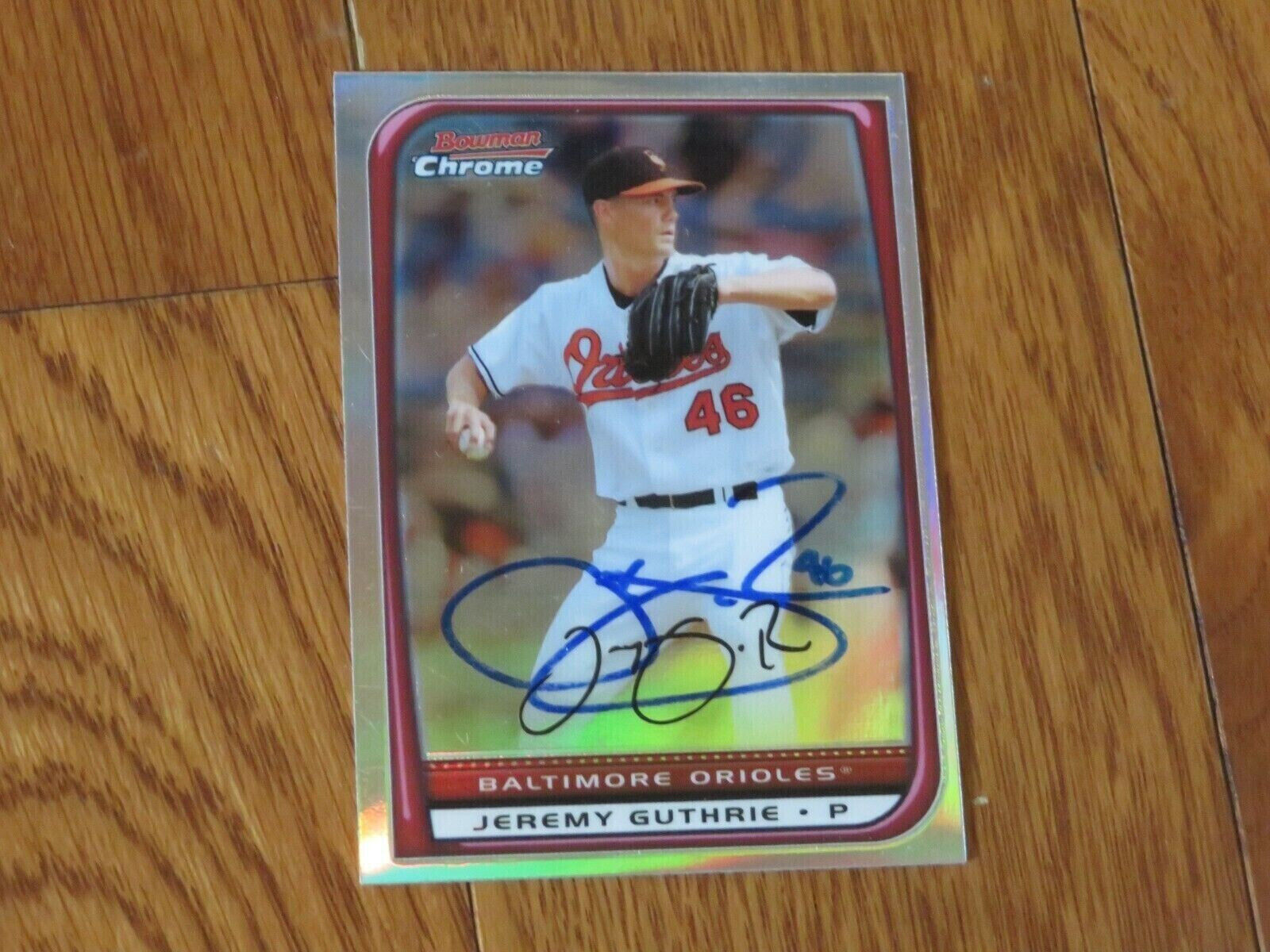 Jeremy Guthrie Autographed Hand Signed Card Bowman Balitmore Orioles