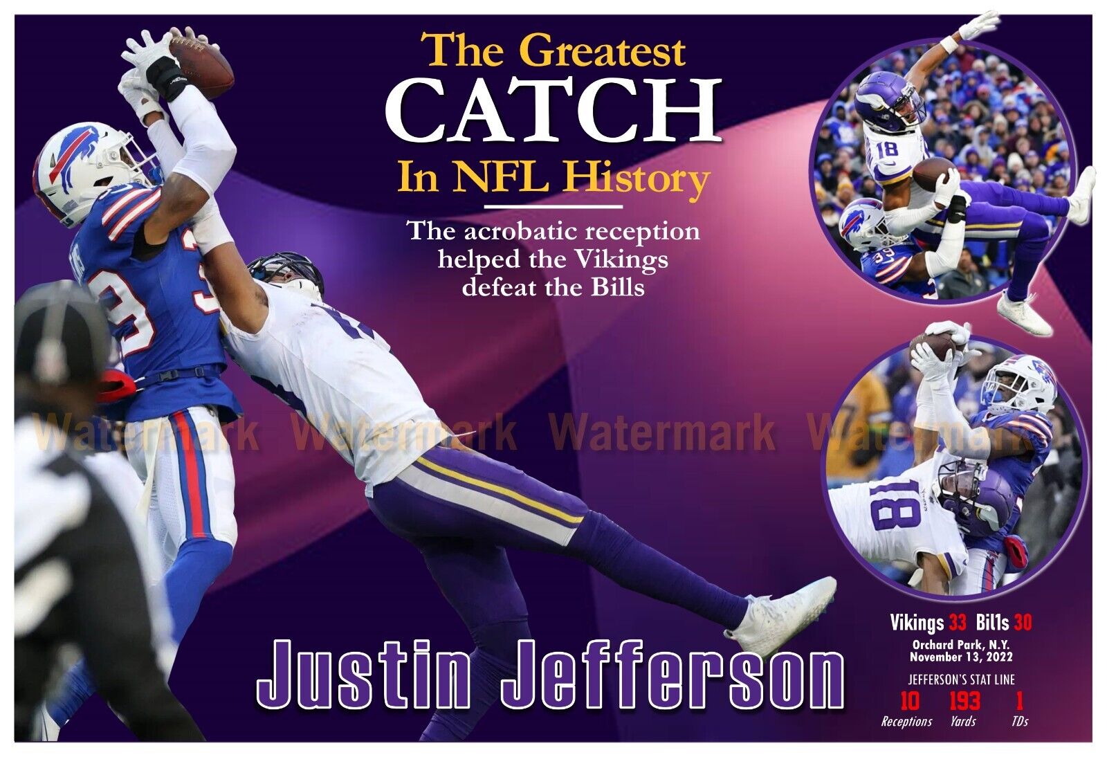 JUSTIN JEFFERSON MAKES GREATEST CATCH IN NFL HISTORY 19”x13” POSTER