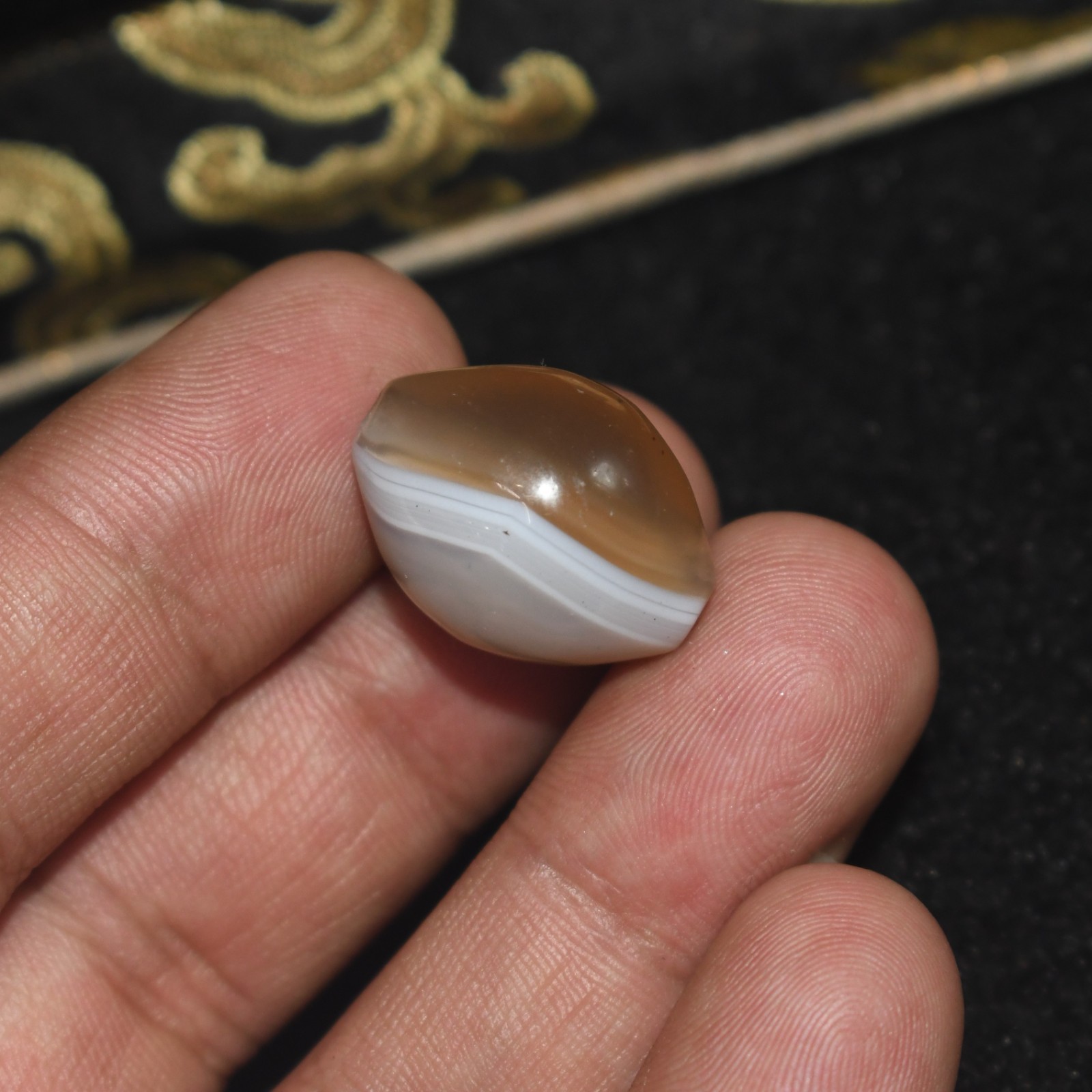 Large Ancient Bactrian Banded Agate Stone Dzi Bead in good Condition