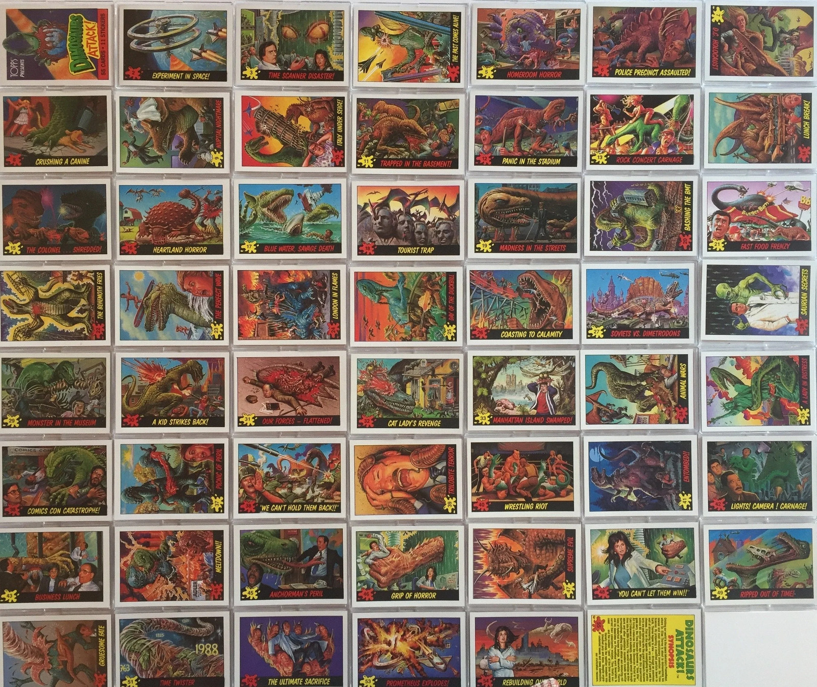 Dinosaurs Attack Trading Card Set 55 Cards and 11 Stickers 1988 Topps Dinosaurs Attack Trading Card Set 55 Cards and 11 Stickers 1988 Topps