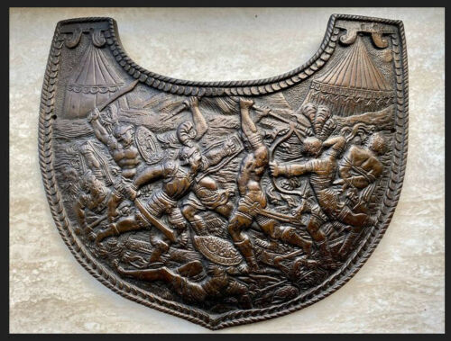 European Cast Bronze Repousse Gorget Medieval art Caesar\'s Roman Battle gift