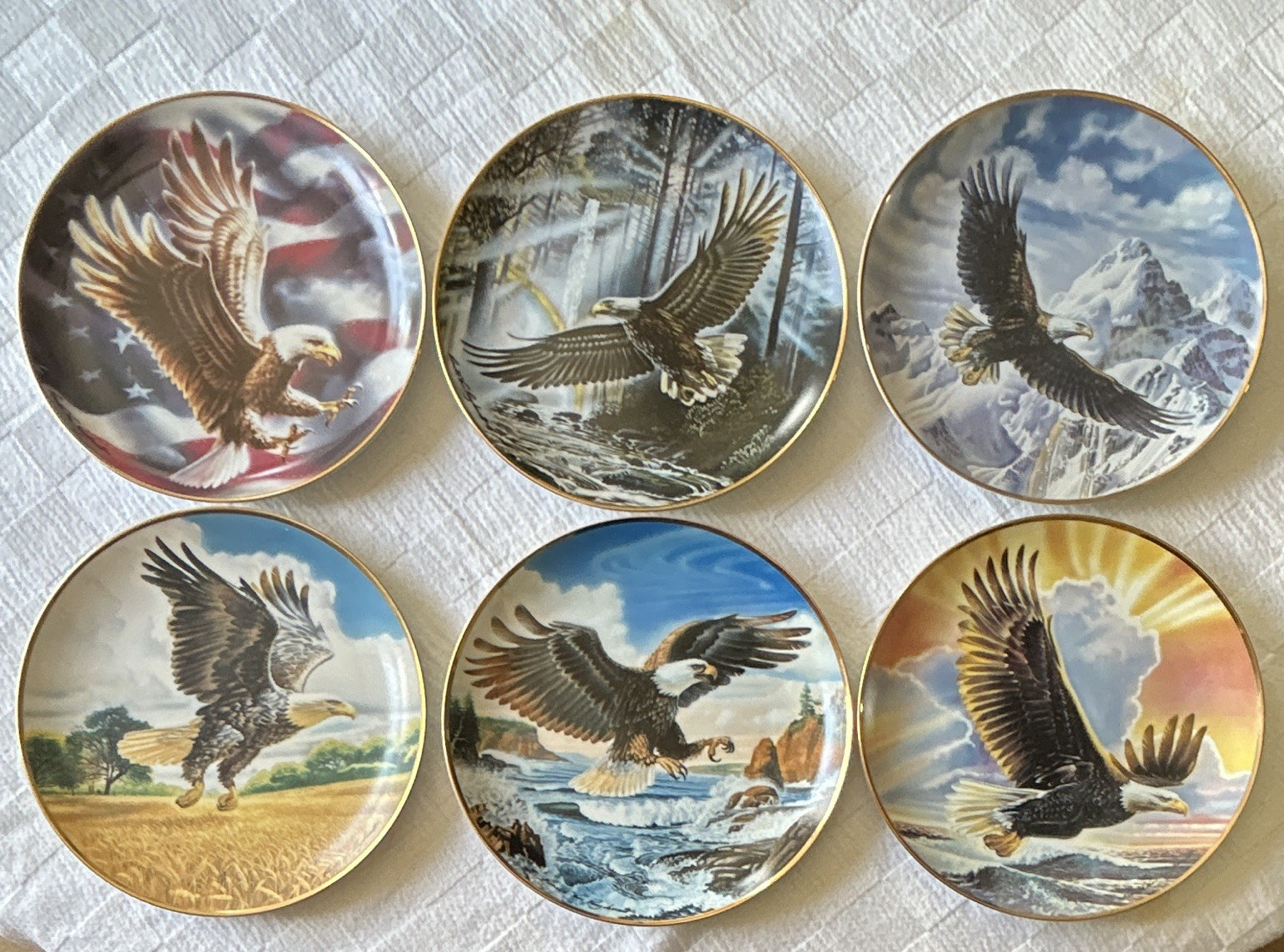 Franklin Mint American Eagle Porcelain Limited Edition Plates Set of 6 Franklin Mint American Eagle Porcelain Limited Edition Plates Set of 6