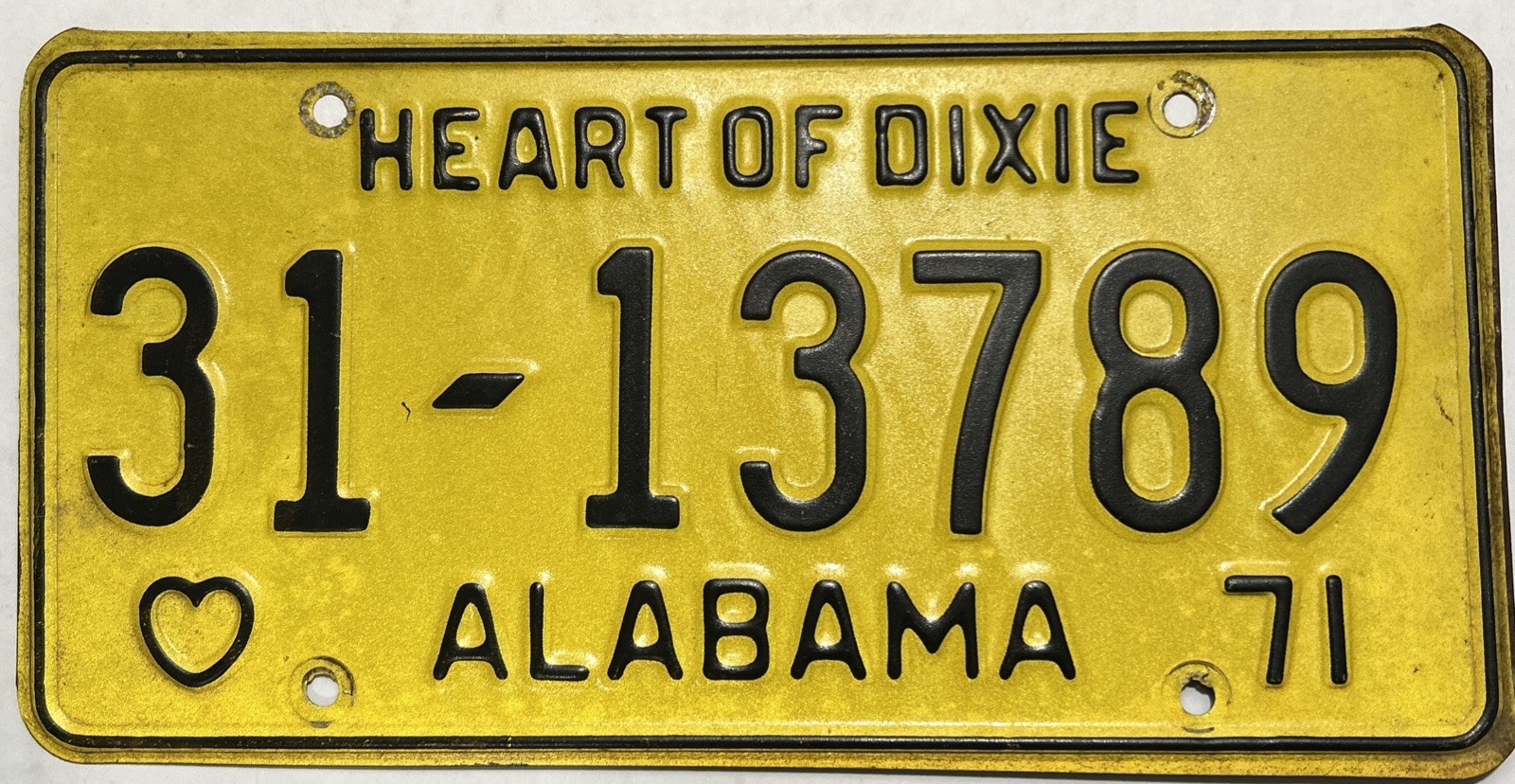 VINTAGE 1971 ALABAMA LICENSE PLATE CAR TAG #31 ETOWAH COUNTY VINTAGE 1971 ALABAMA LICENSE PLATE CAR TAG #31 ETOWAH COUNTY